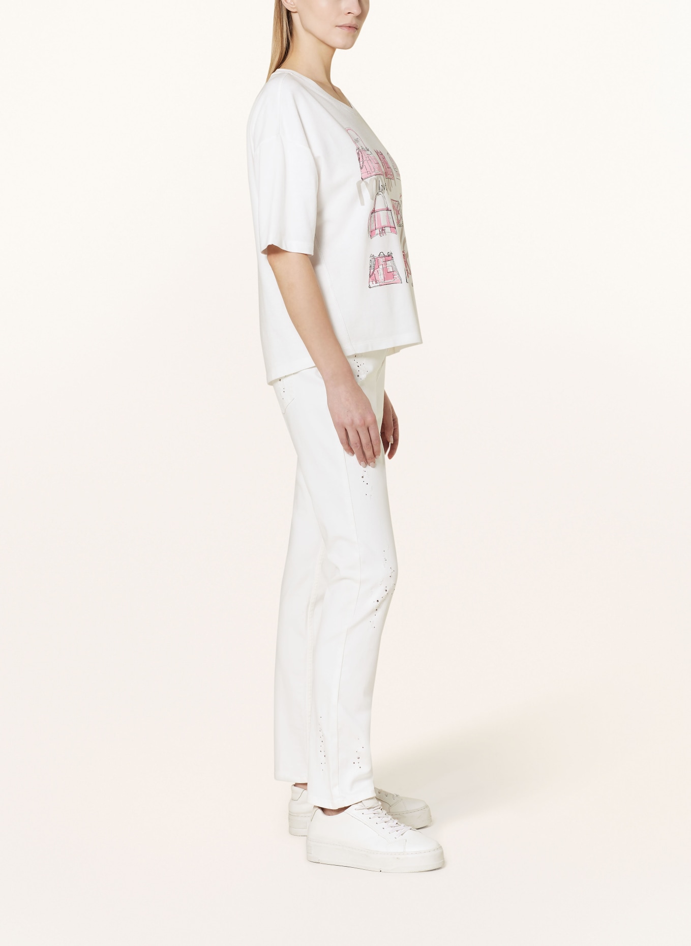 monari Jeans mit Schmucksteinen, Farbe: 102 off-white (Bild 4)