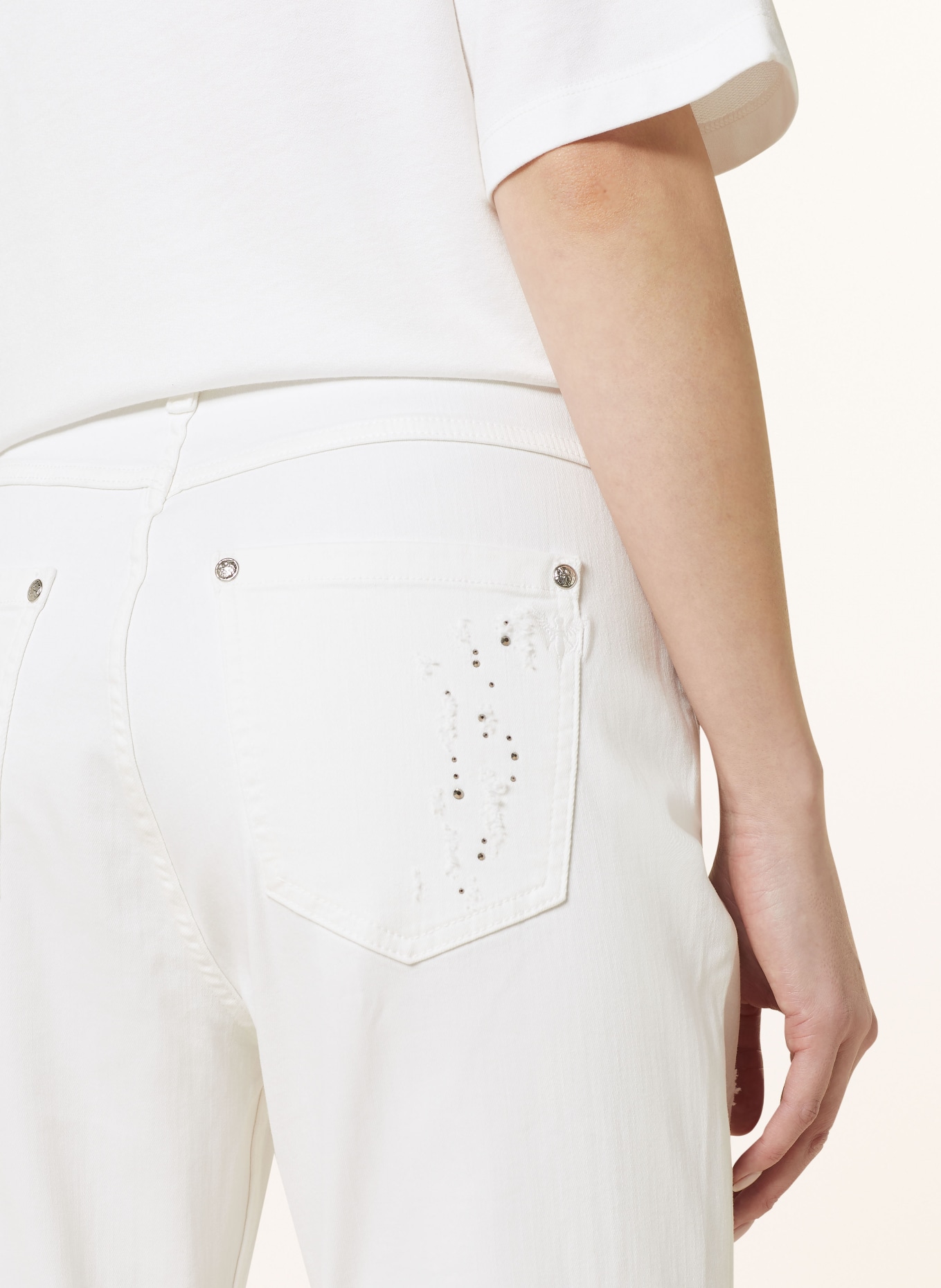 monari Jeans mit Schmucksteinen, Farbe: 102 off-white (Bild 5)