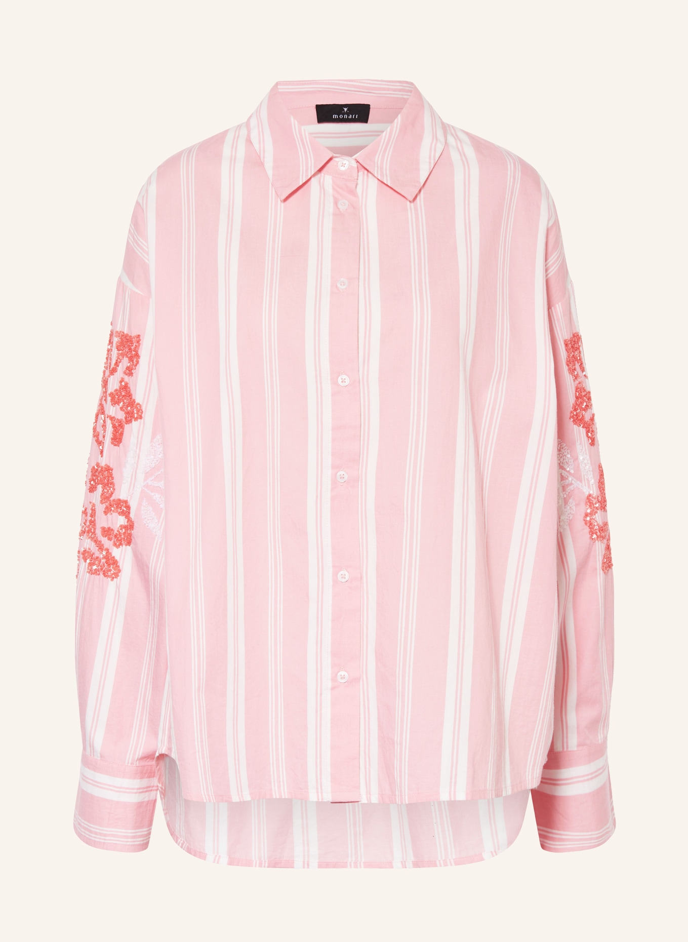 monari Shirt blouse with sequins, Color: PINK/ WHITE (Image 1)