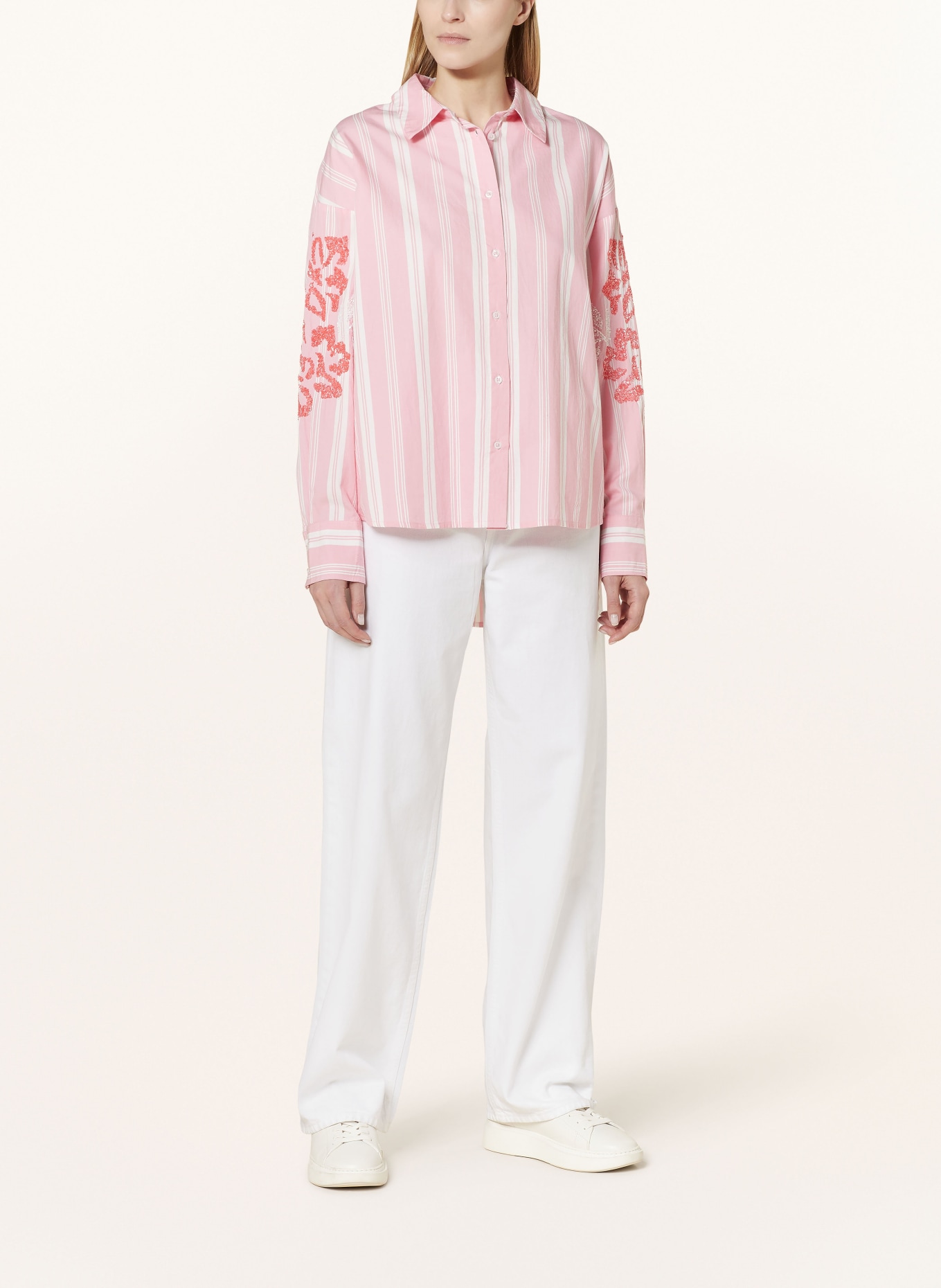 monari Shirt blouse with sequins, Color: PINK/ WHITE (Image 2)