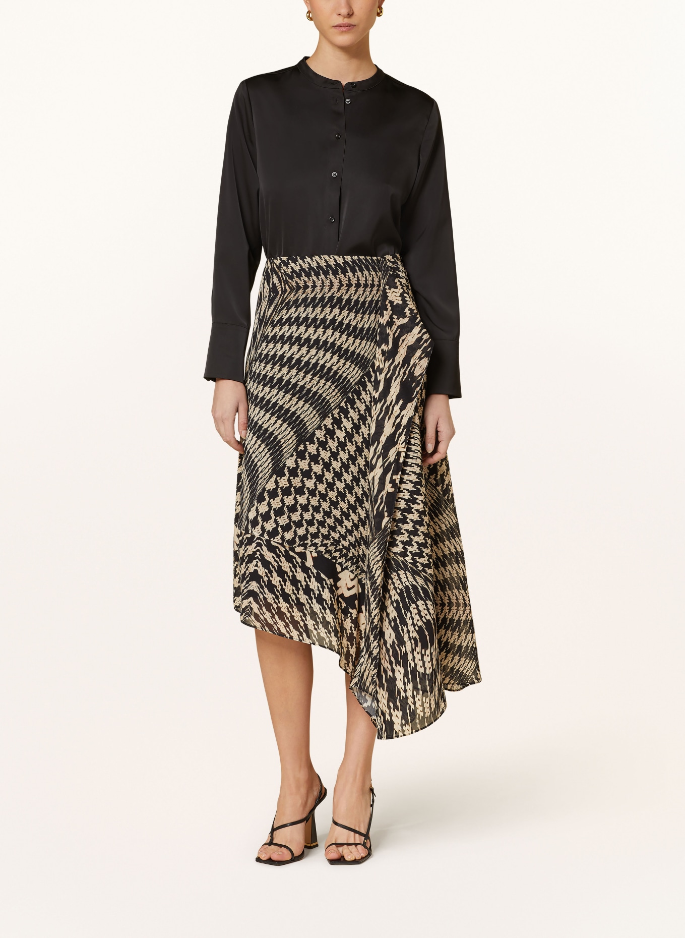 REISS Skirt OKSANA with frills, Color: BLACK/ CREAM (Image 2)
