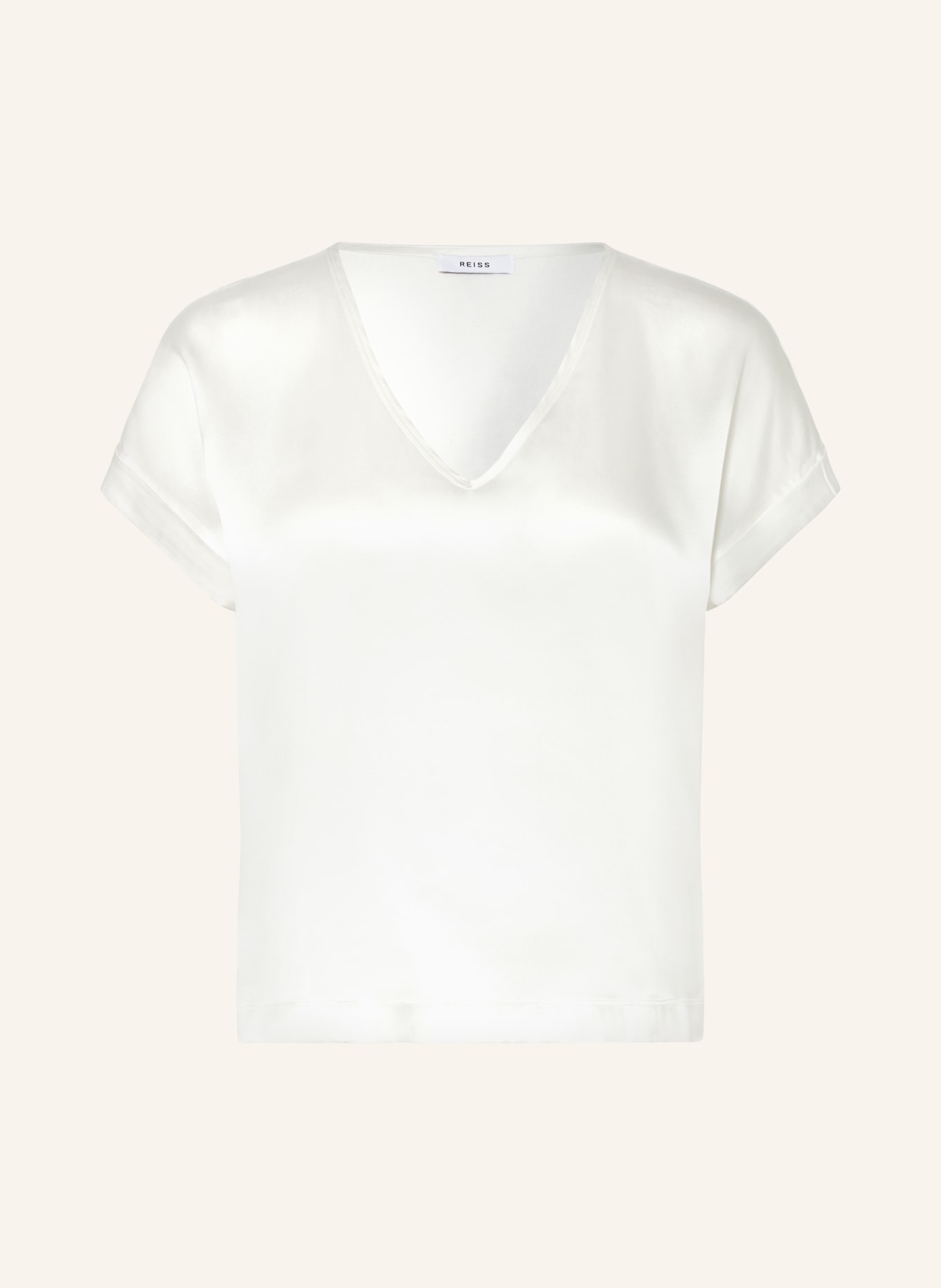 REISS Shirt blouse in mixed materials with silk, Color: 01 IVORY (Image 1)