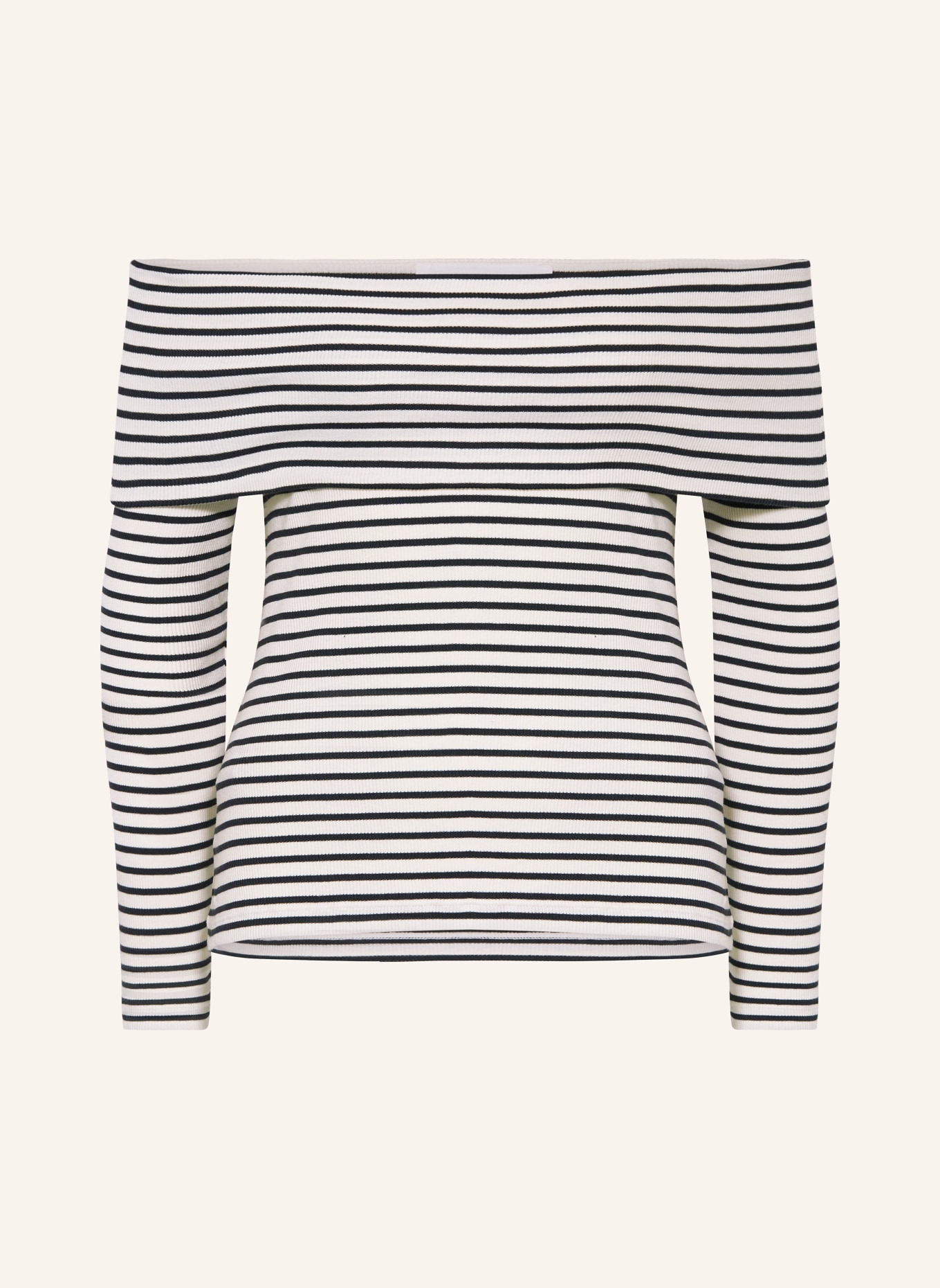 ba&sh Off-Shoulder tričko s dlouhým rukávem, Barva: TMAVĚ MODRÁ/ KRÉMOVÁ (Obrázek 1)