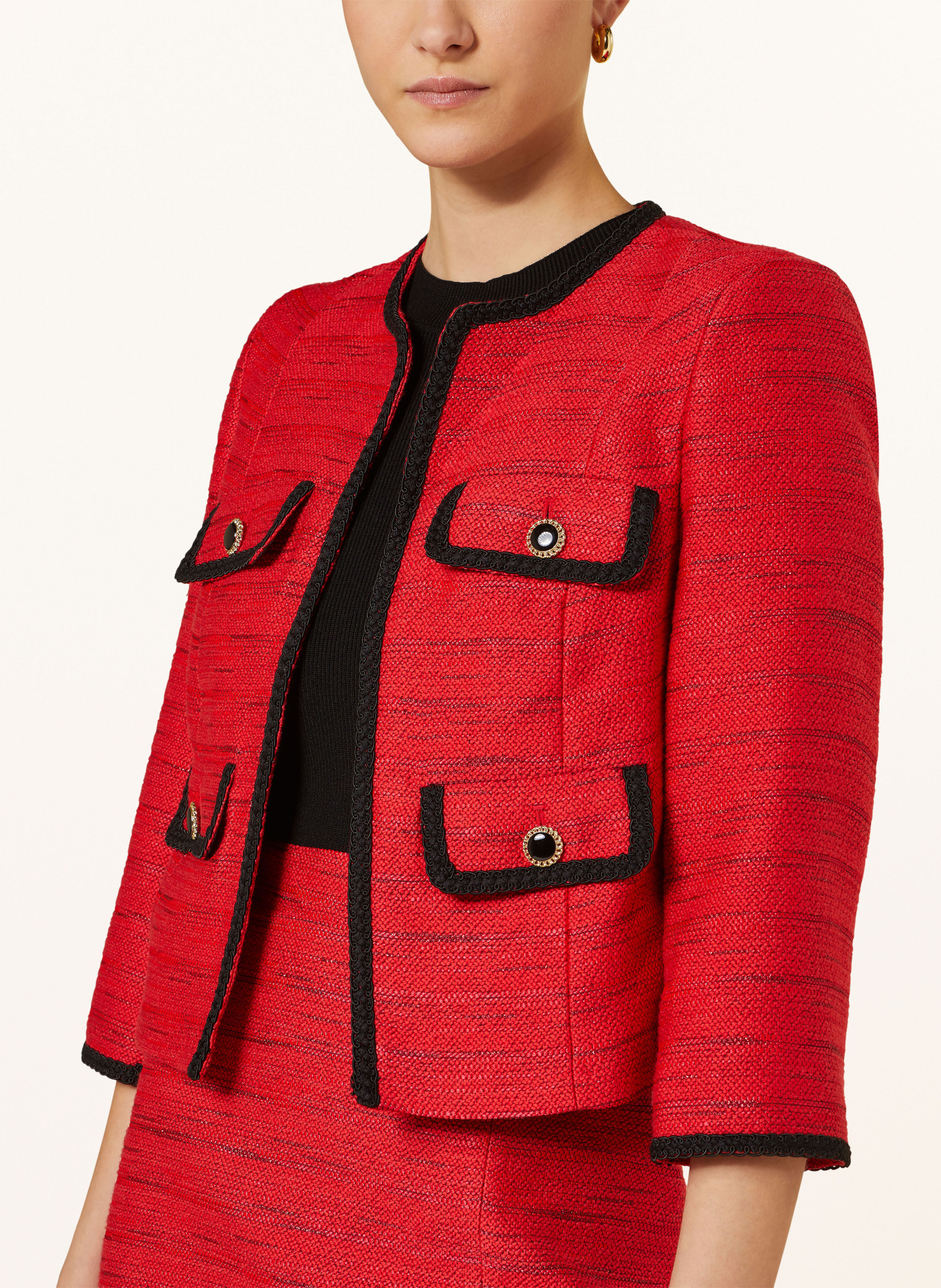 TED BAKER Boxy jacket OLIVAN made of tweed with glitter thread, Color: RED (Image 4)