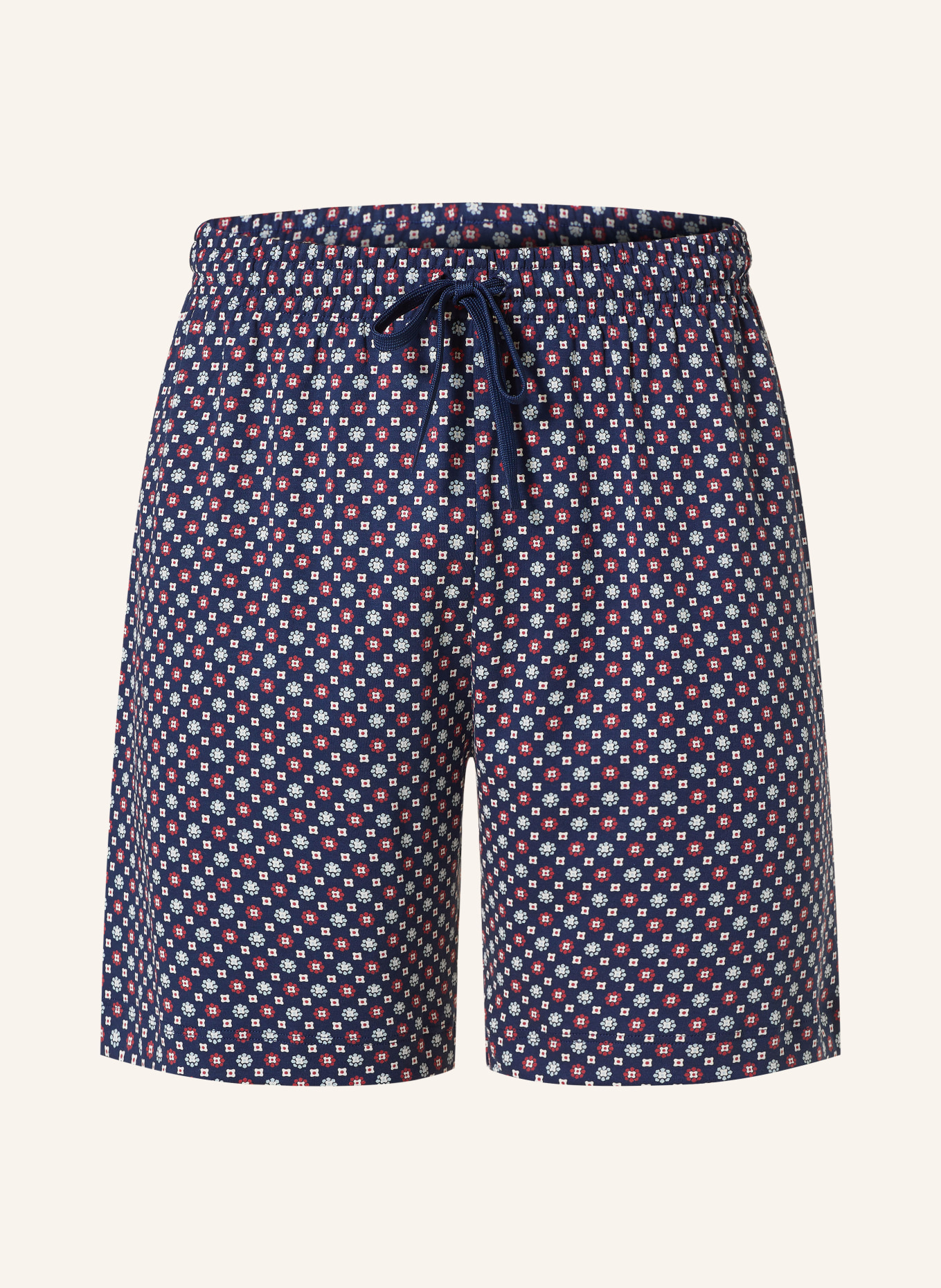 mey Pajama shorts TIE MINIMAL series, Color: BLUE/ DARK RED/ WHITE (Image 1)