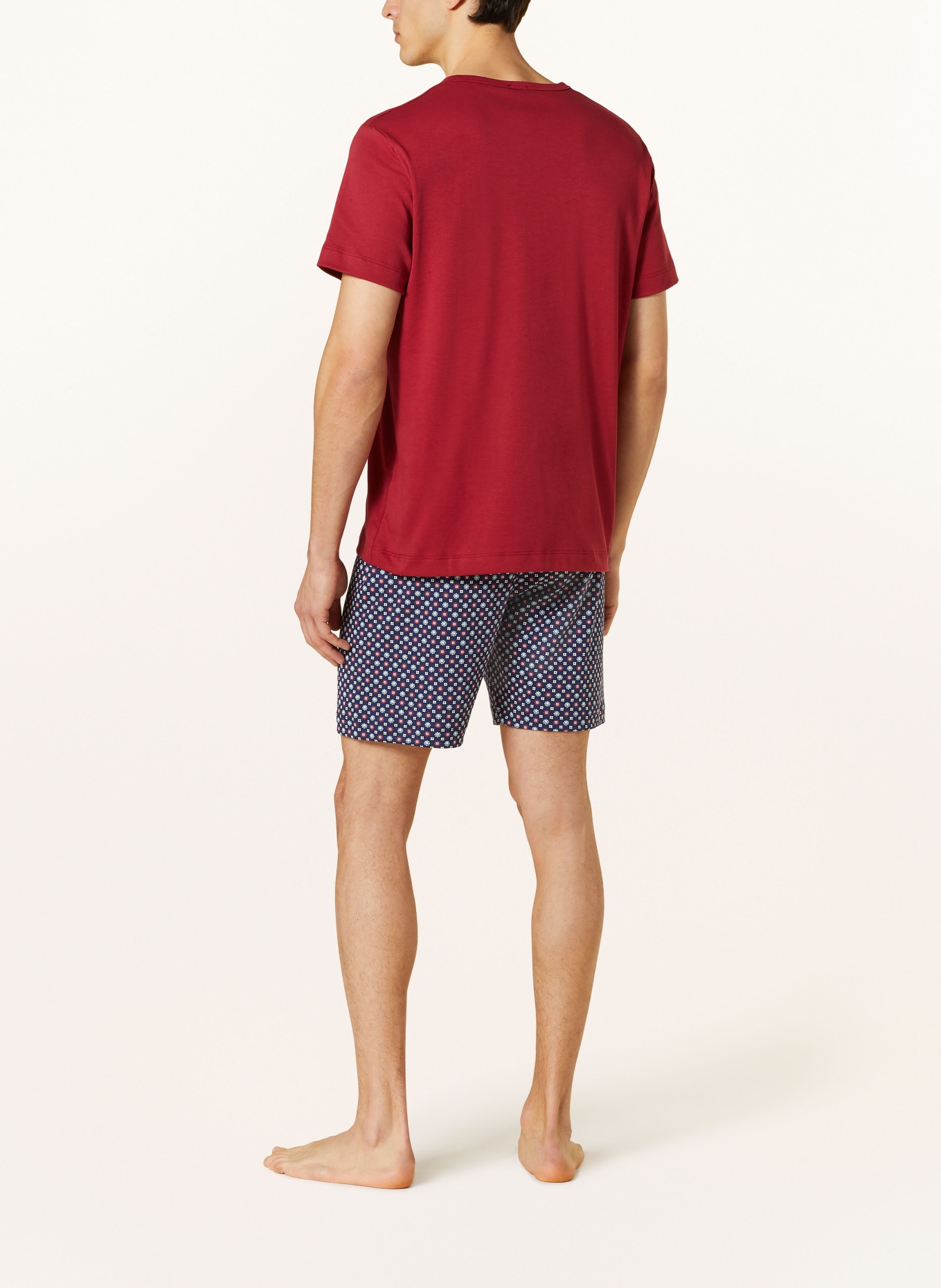 mey Pajama shorts TIE MINIMAL series, Color: BLUE/ DARK RED/ WHITE (Image 3)