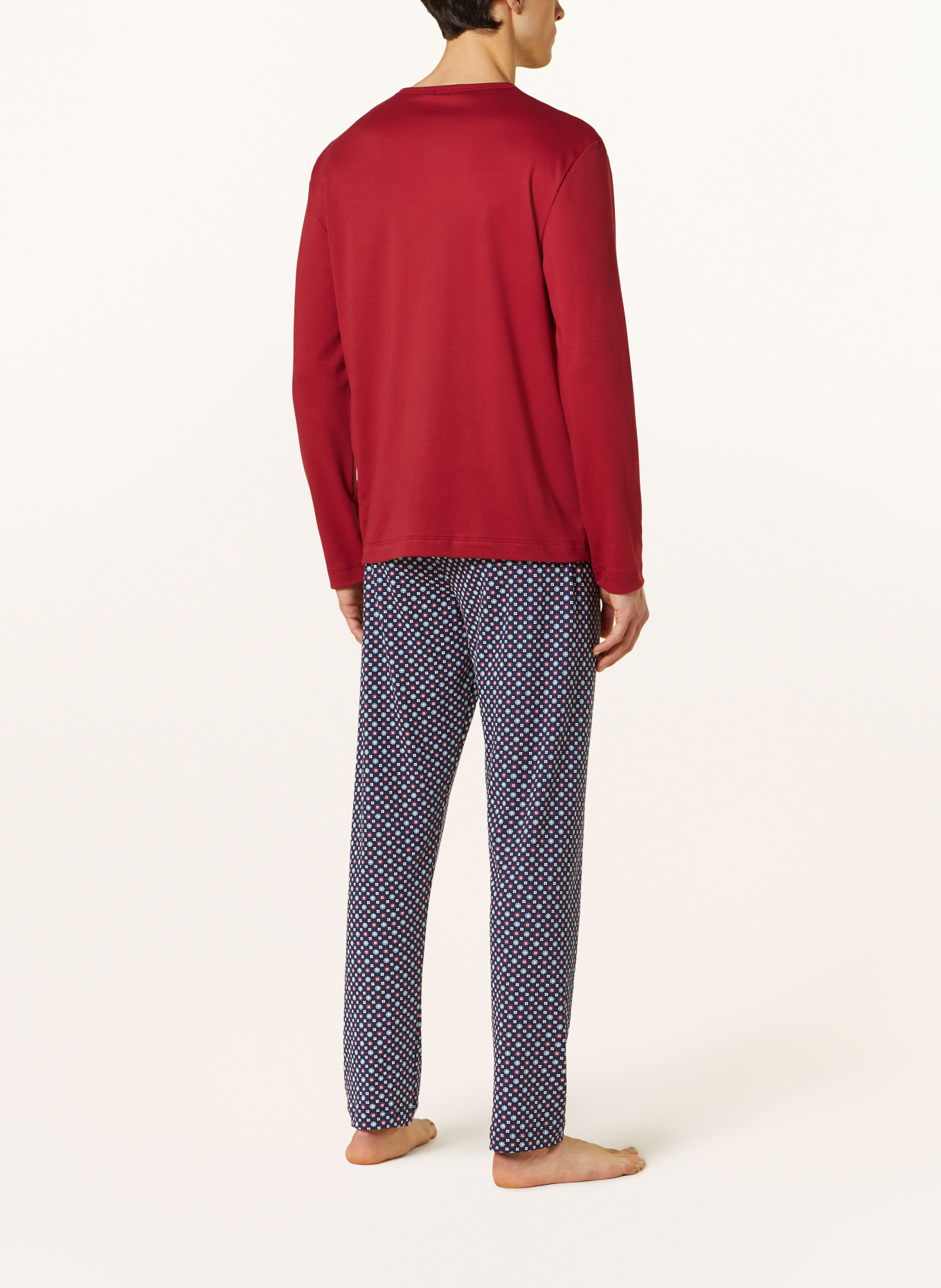 mey Pajama pants TIE MINIMAL series, Color: DARK BLUE/ DARK RED/ WHITE (Image 3)
