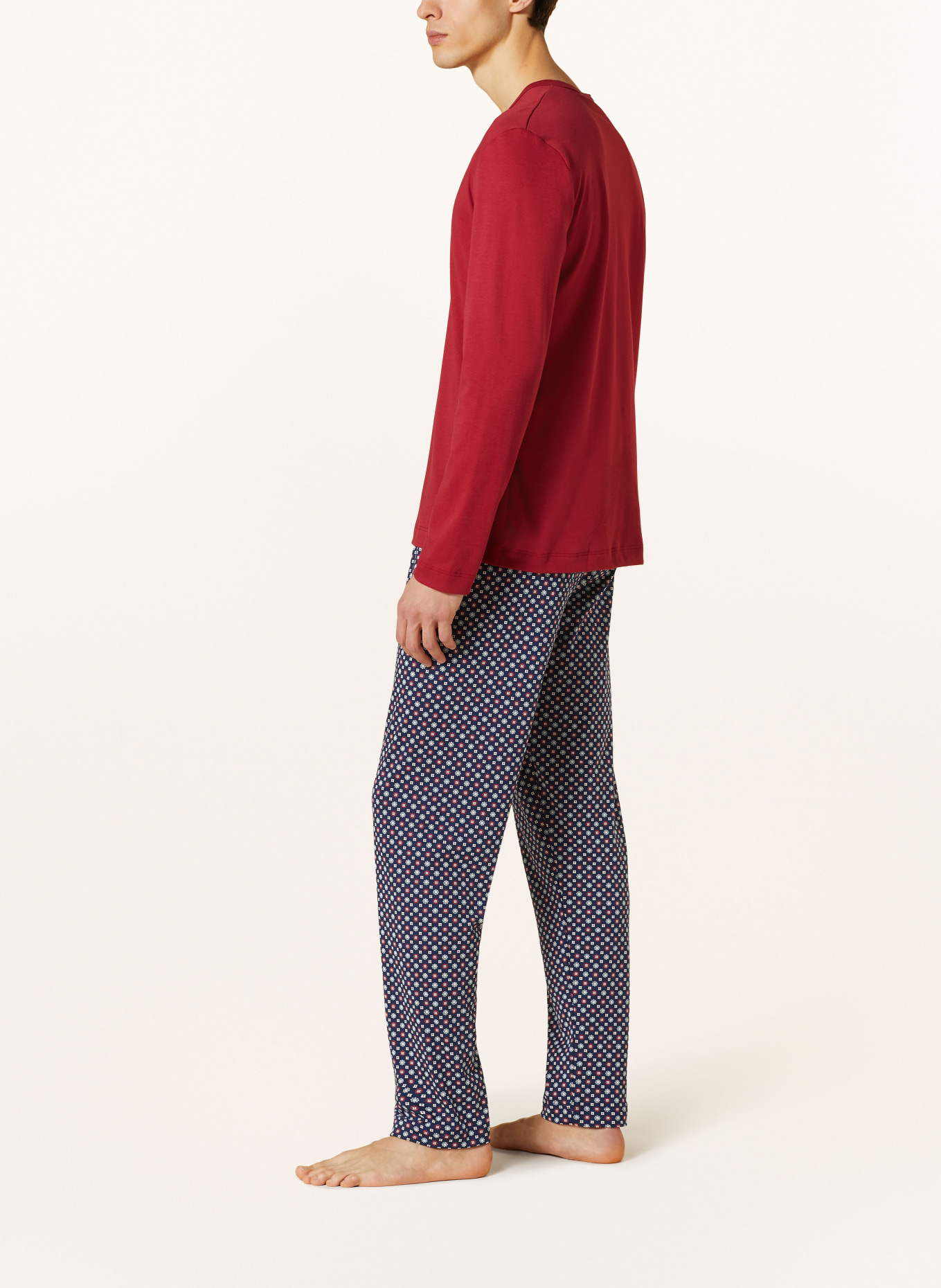 mey Pajama pants TIE MINIMAL series, Color: DARK BLUE/ DARK RED/ WHITE (Image 4)