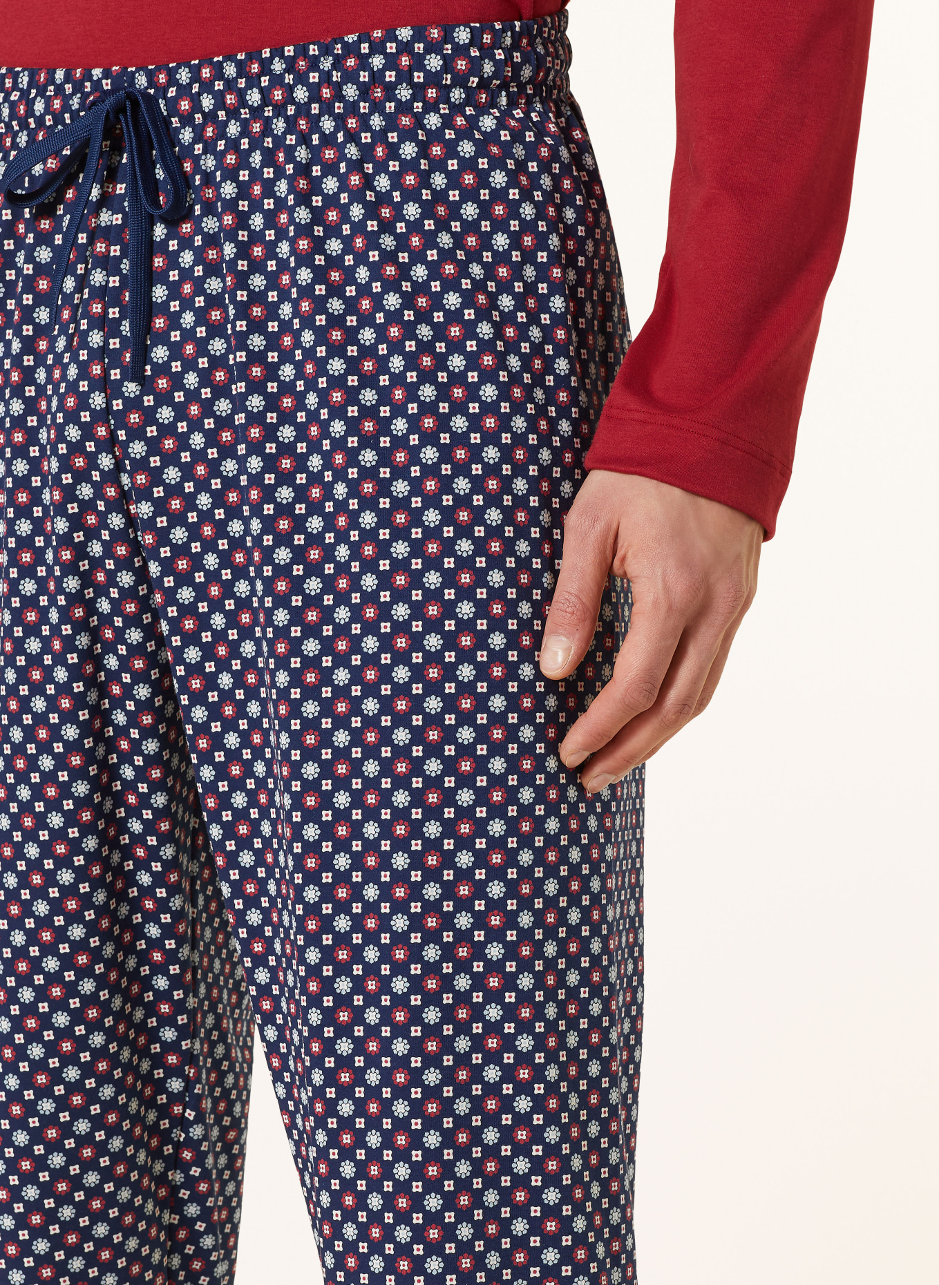mey Pajama pants TIE MINIMAL series, Color: DARK BLUE/ DARK RED/ WHITE (Image 5)