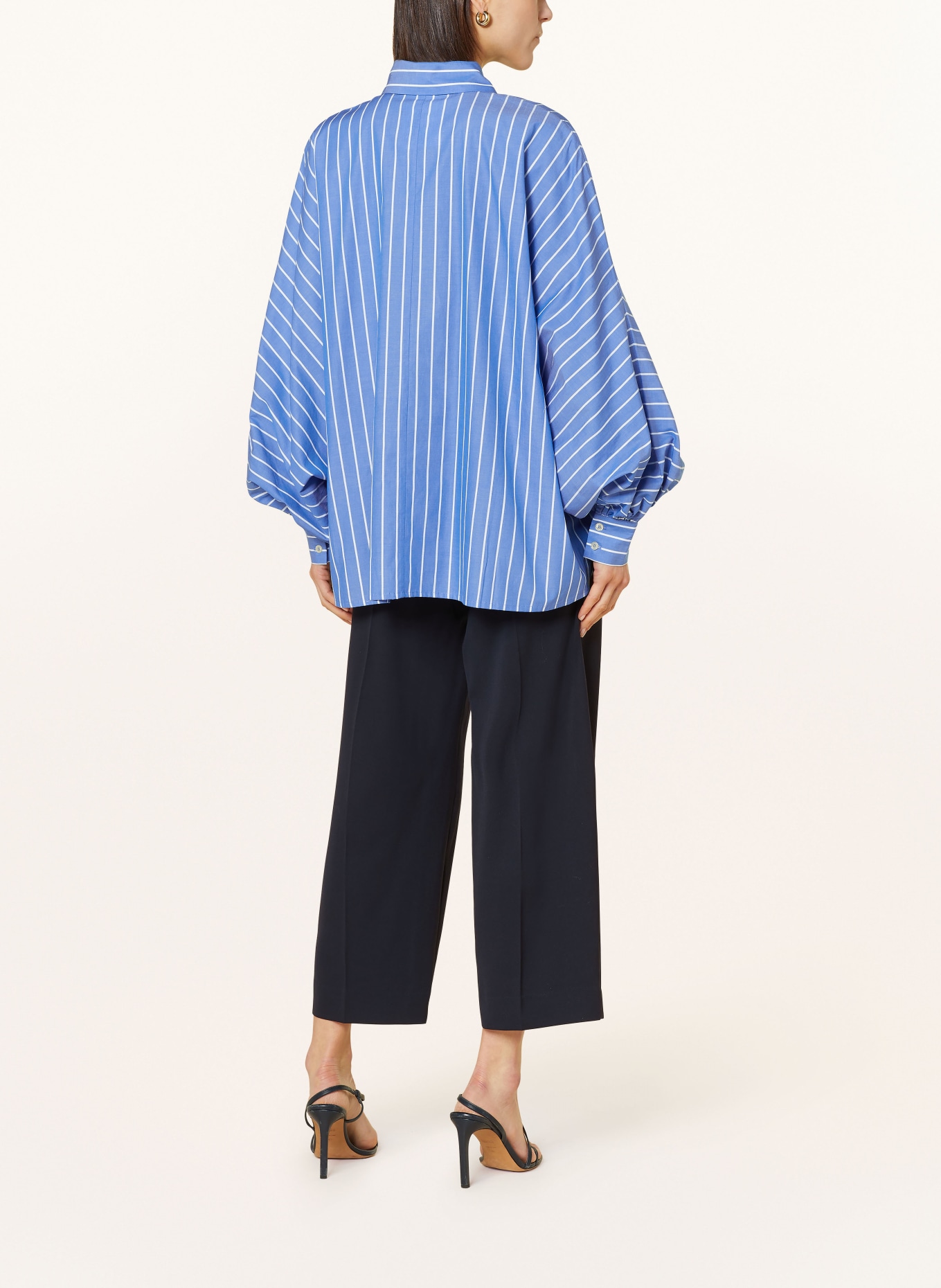 SoSUE Oversized shirt blouse ANTONIA with glitter thread, Color: BLUE/ WHITE/ SILVER (Image 3)