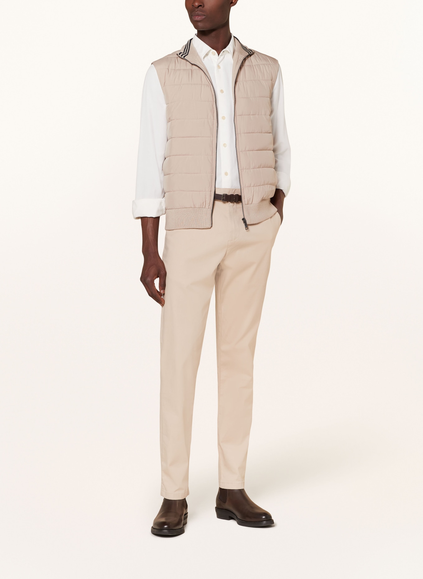 TED BAKER Quilted vest DEJAS in mixed materials, Color: BEIGE (Image 2)