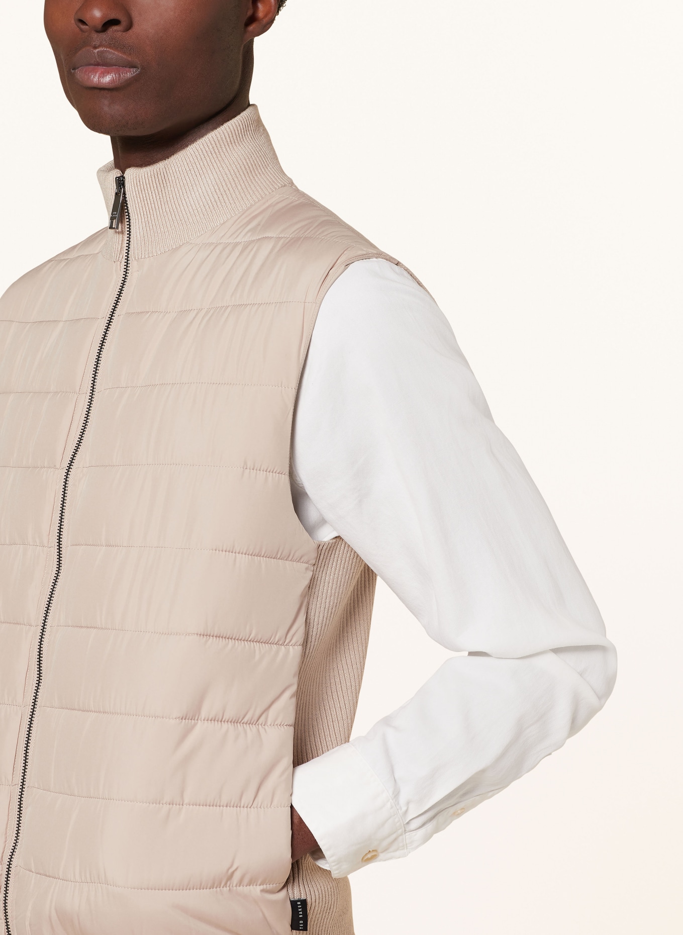 TED BAKER Quilted vest DEJAS in mixed materials, Color: BEIGE (Image 4)