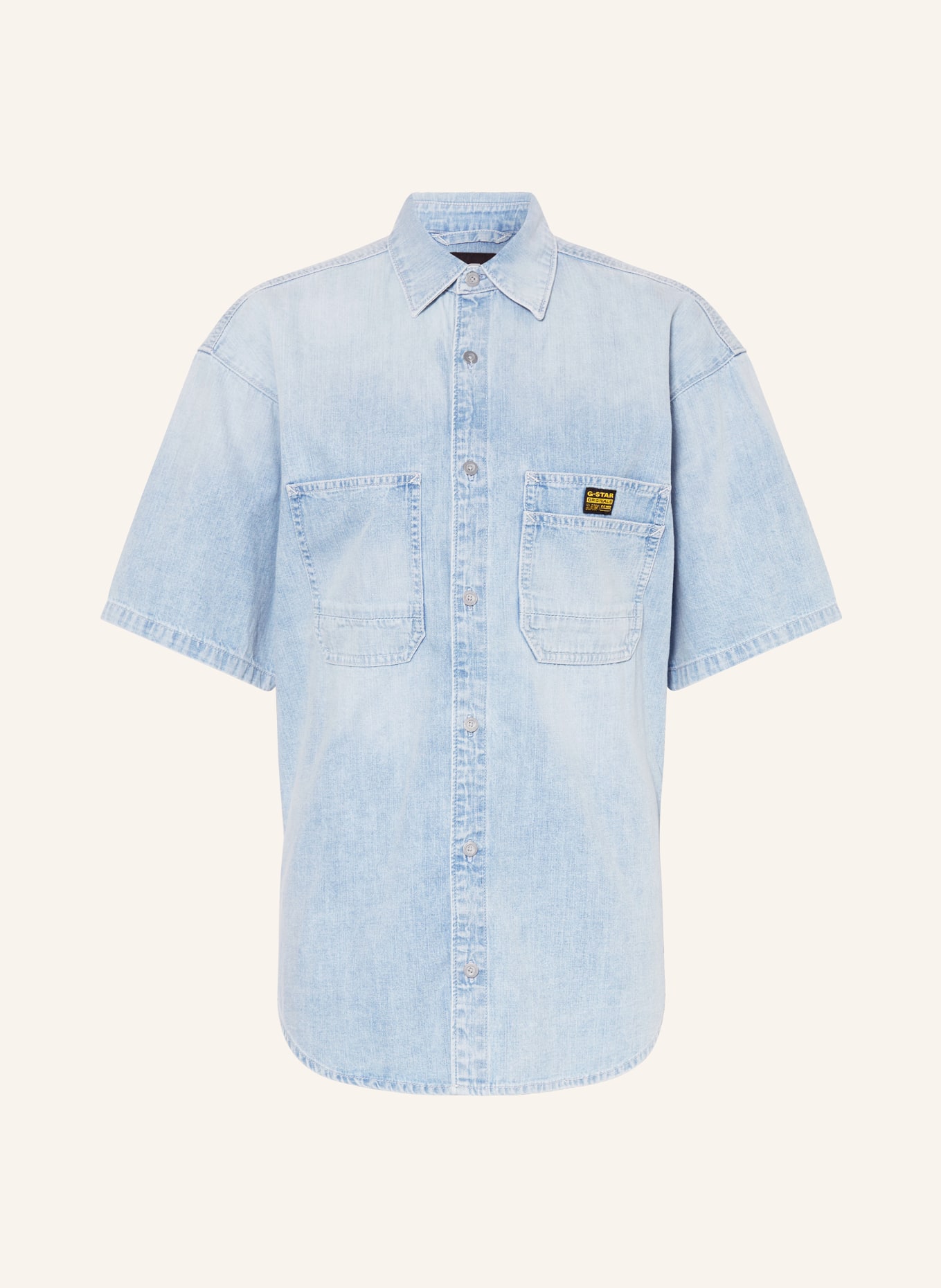 G-Star RAW Oversized denim blouse with 3/4 sleeves, Color: LIGHT BLUE (Image 1)