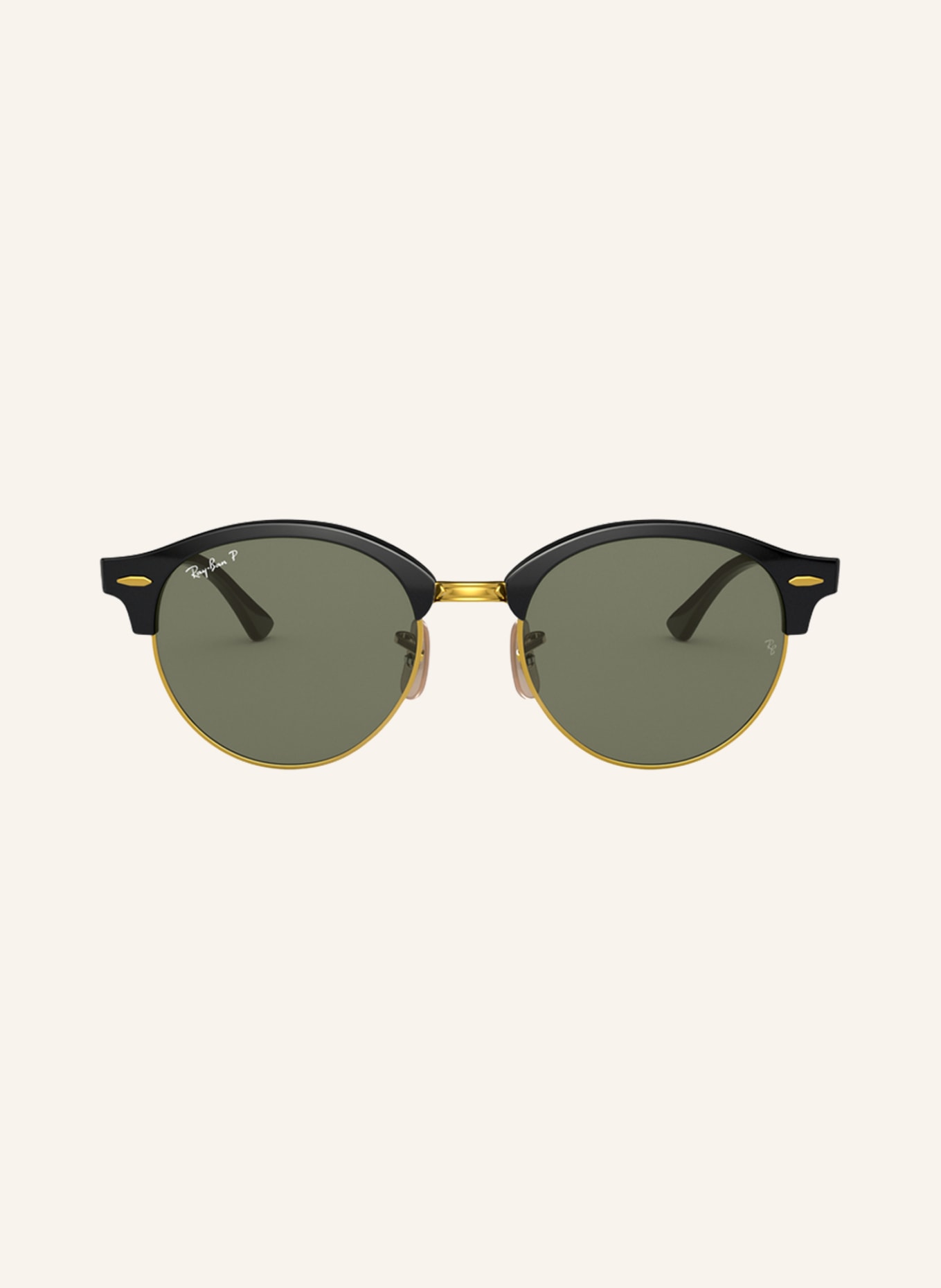Ray-Ban Sunglasses RB4246 CLUBROUND, Color: 901/58 - BLACK/ GOLD/ GREEN POLARIZED (Image 2)