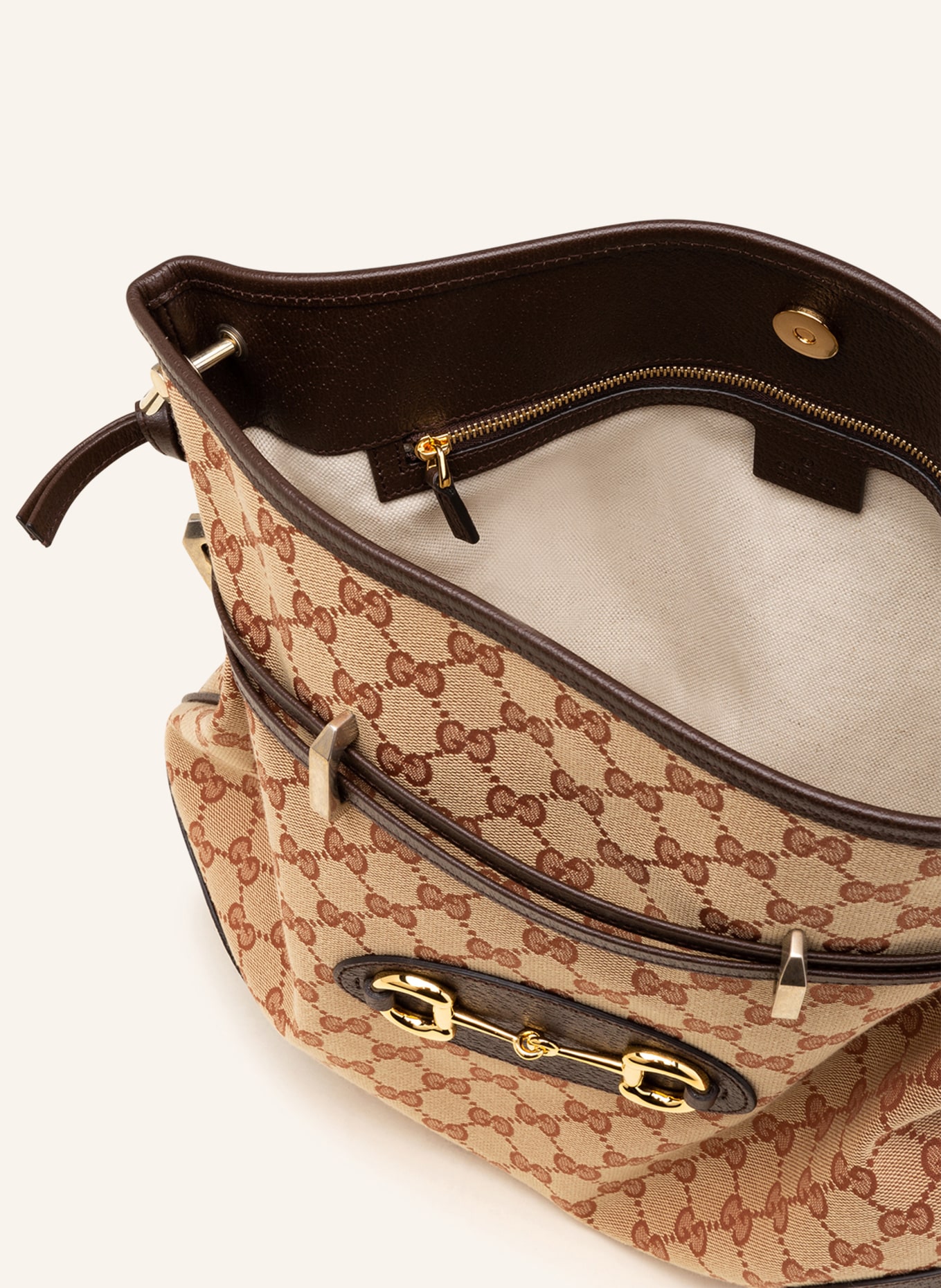 GUCCI Shoulder bag 1955 HORSEBIT LARGE in beige ruggine maroon