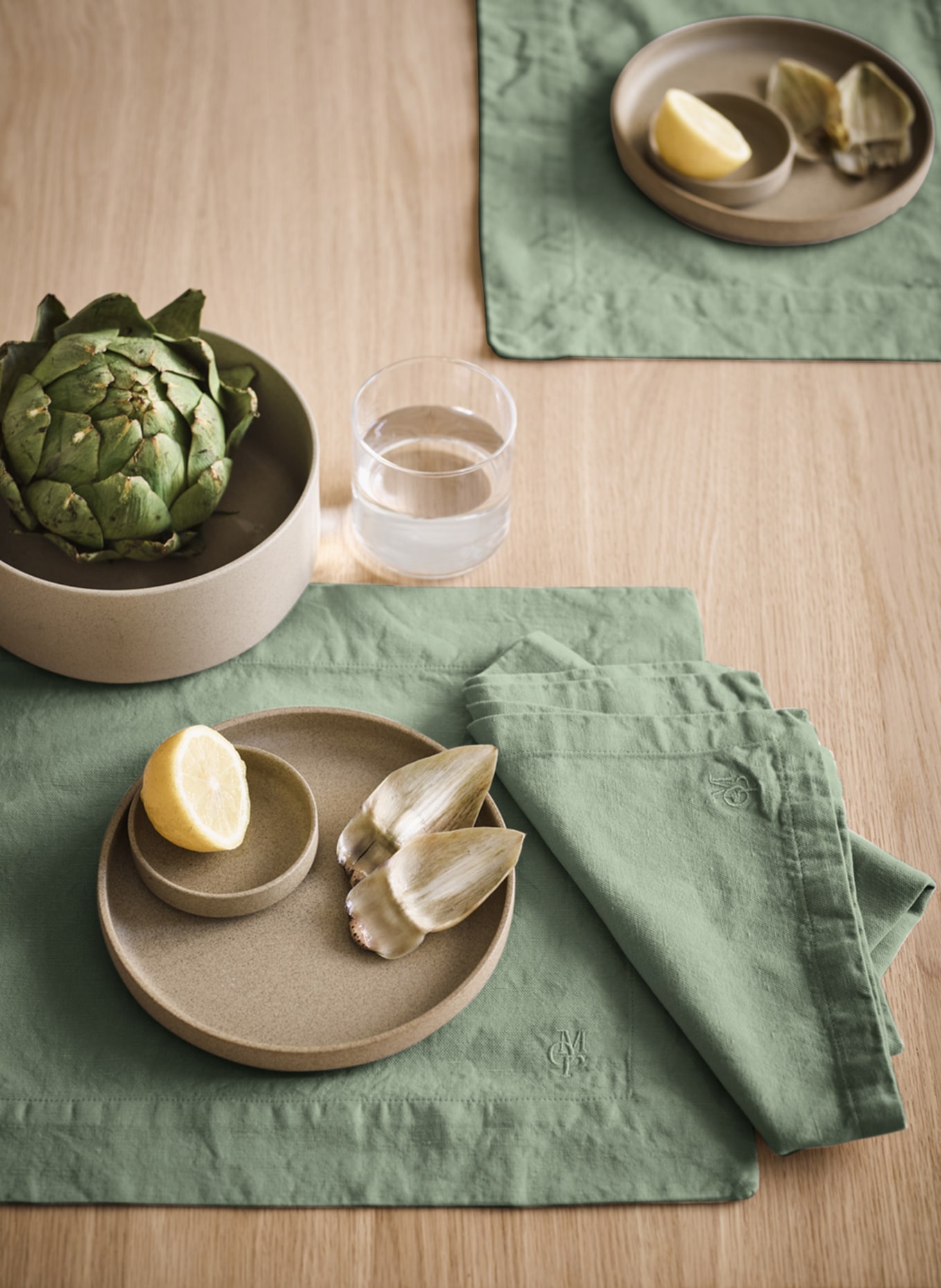 Marc O'Polo Placemats AKALLA with linen, Color: GREEN (Image 2)