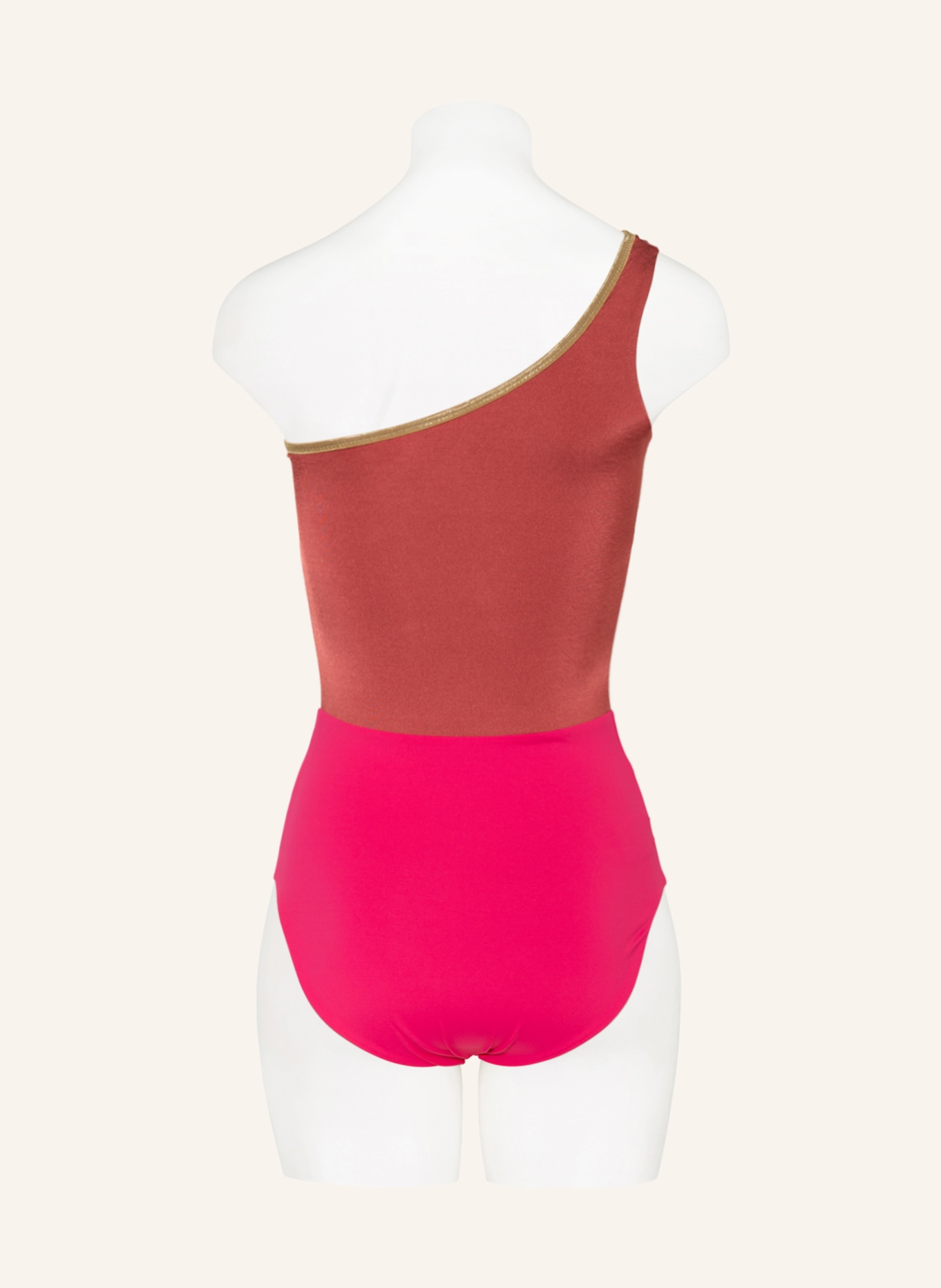 MYMARINI One-shoulder reversible swimsuit SHINE , Color: PINK/ LIGHT RED (Image 3)