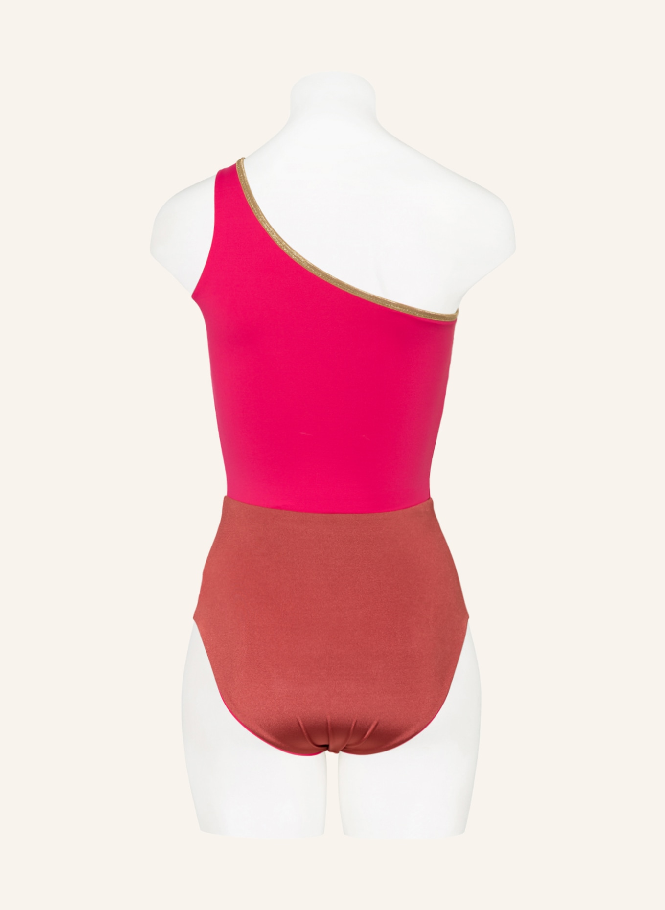 MYMARINI One-shoulder reversible swimsuit SHINE , Color: PINK/ LIGHT RED (Image 5)