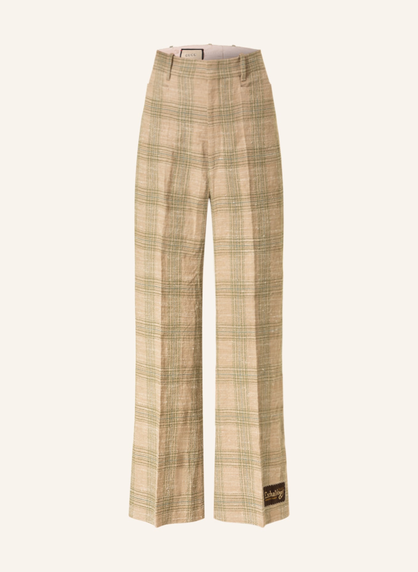 GUCCI Trousers with linen , Color: BEIGE/ LIGHT GREEN (Image 1)