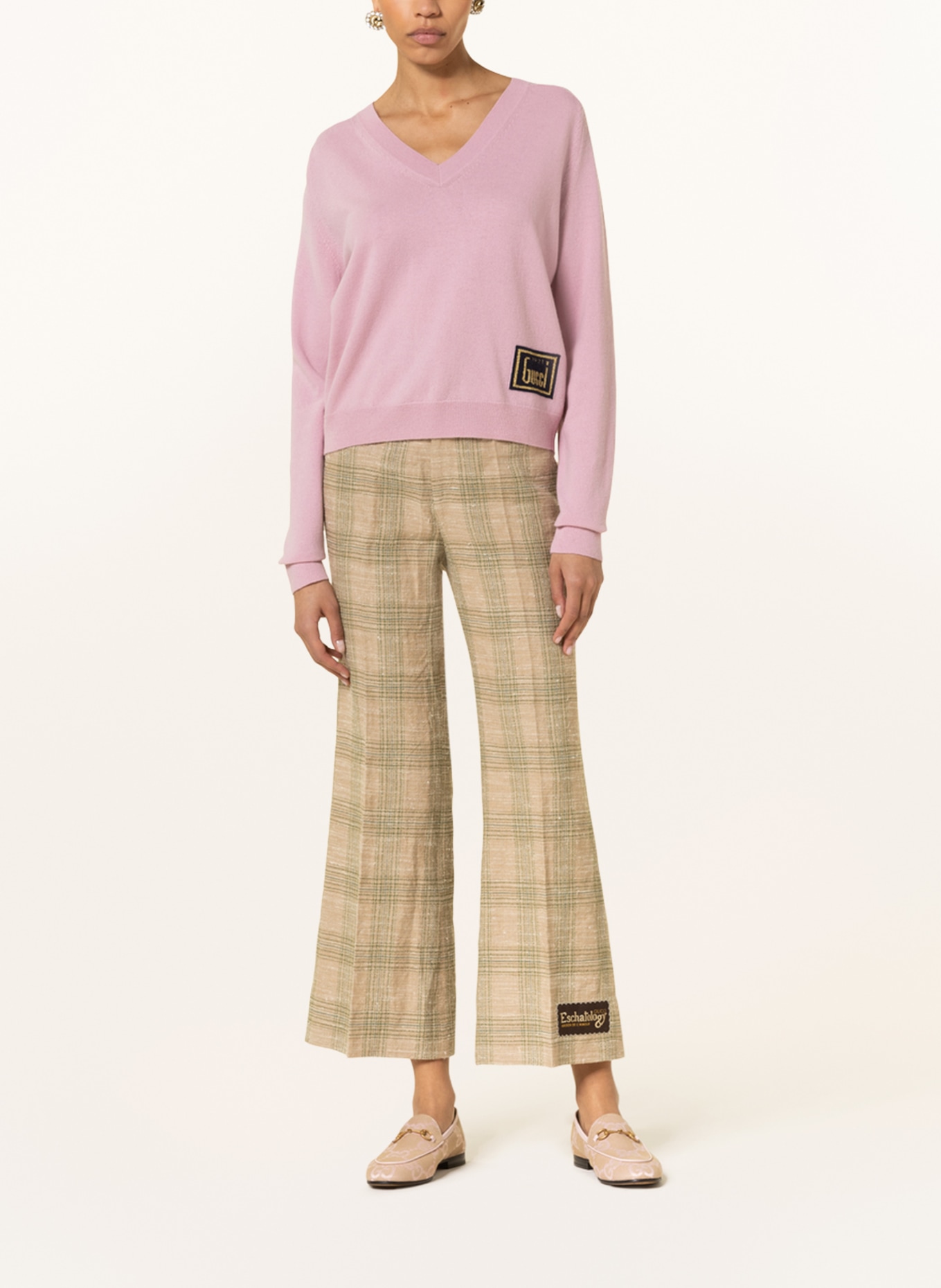 GUCCI Trousers with linen , Color: BEIGE/ LIGHT GREEN (Image 2)