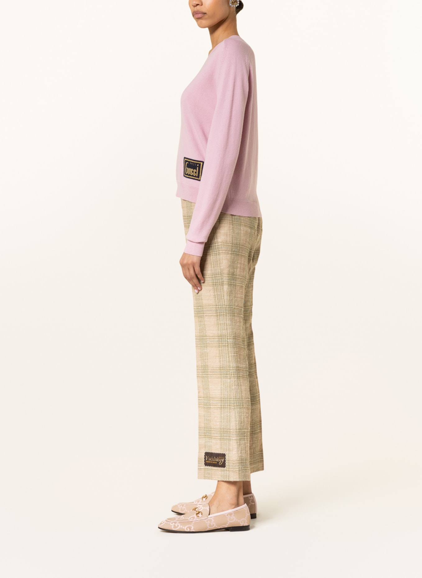 GUCCI Trousers with linen , Color: BEIGE/ LIGHT GREEN (Image 4)