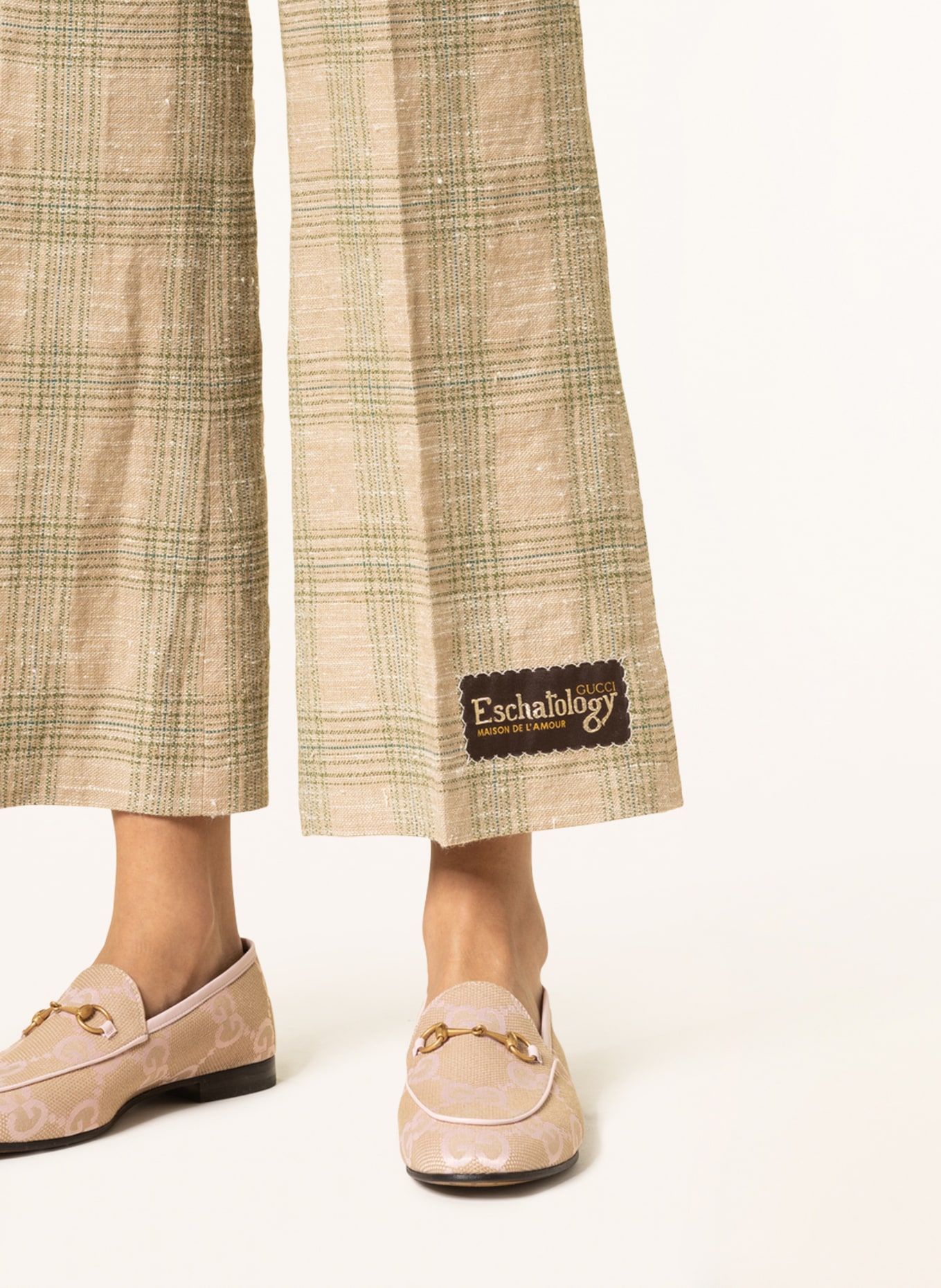 GUCCI Trousers with linen , Color: BEIGE/ LIGHT GREEN (Image 5)