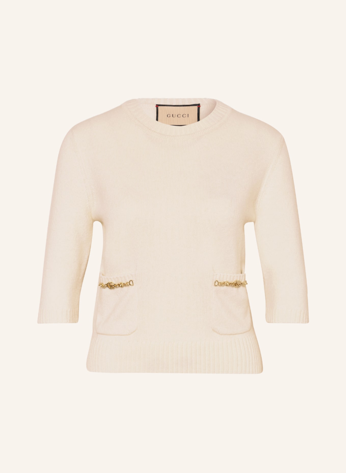GUCCI Cashmere-Pullover mit 3/4-Arm, Farbe: WEISS(Bild null)
