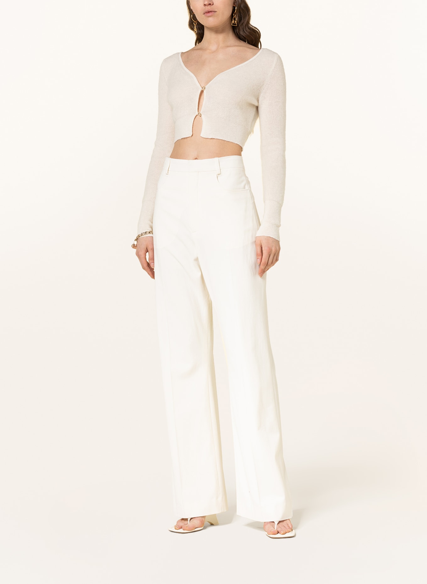JACQUEMUS Cropped cardigan with mohair, Color: WHITE (Image 2)
