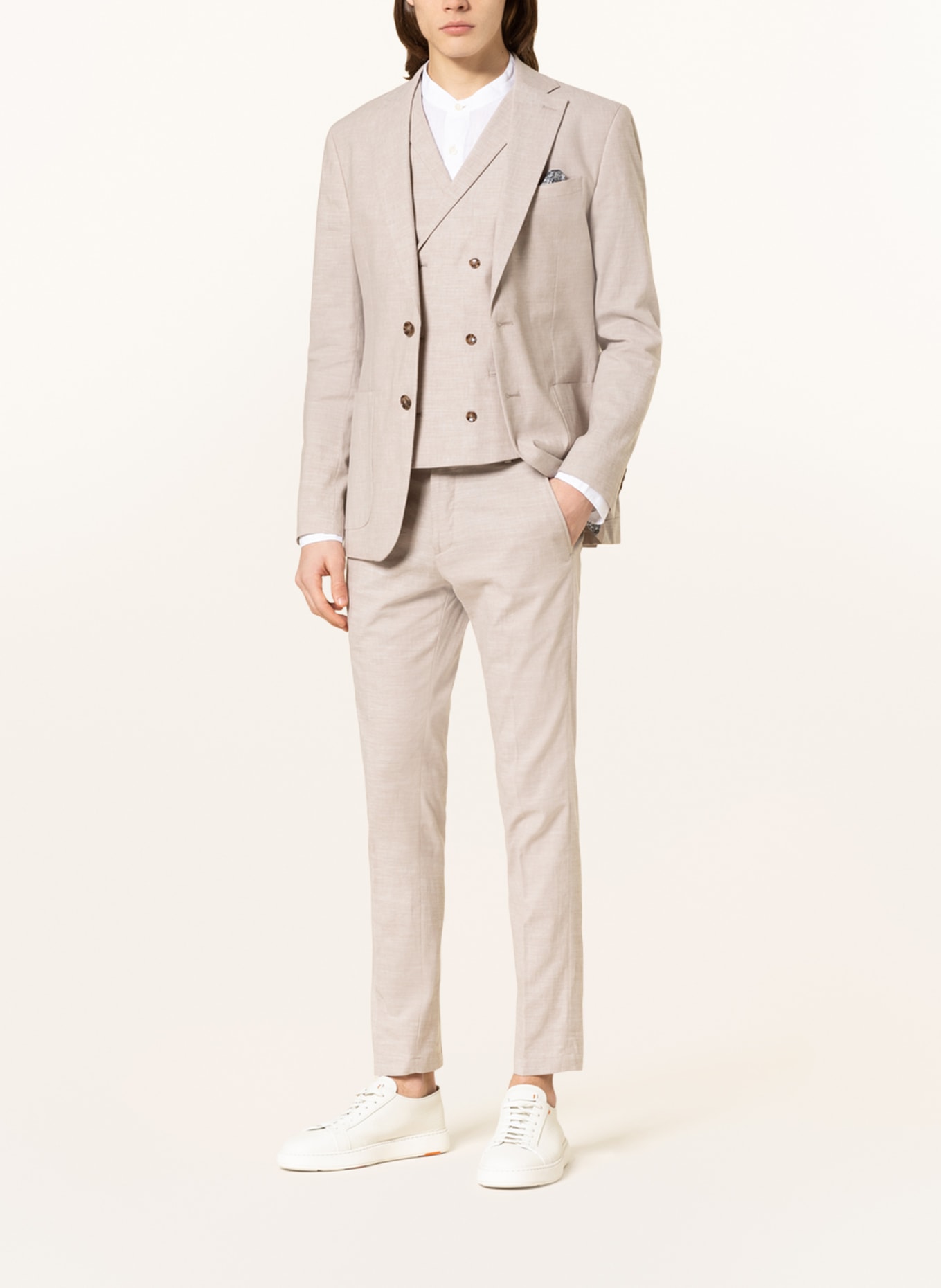 PAUL Spodnie garniturowe extra slim fit z dodatkiem lnu, Kolor: 003 Light Beige (Obrazek 2)