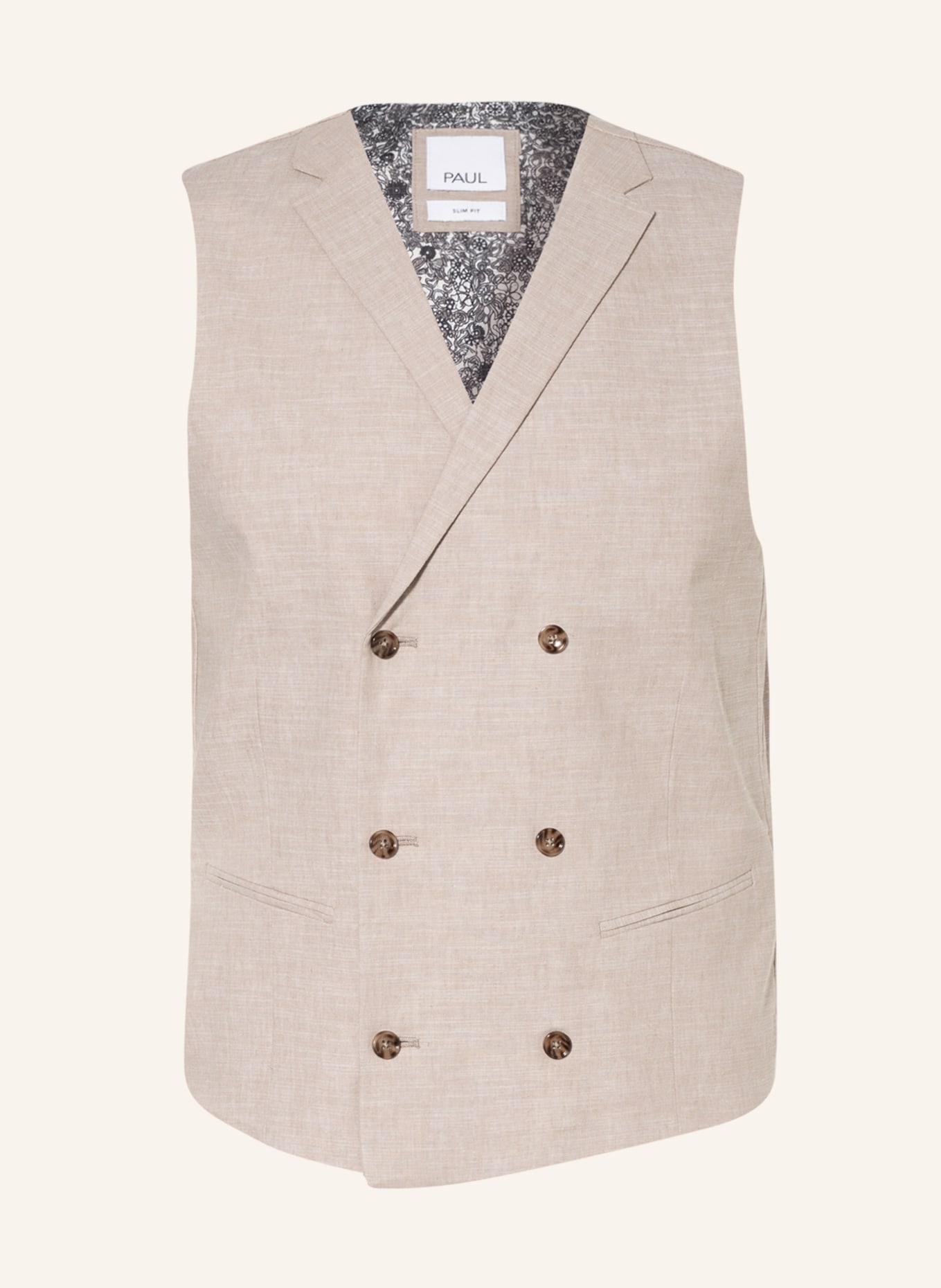 PAUL Suit vest slim fit with linen, Color: 003 Light Beige (Image 1)