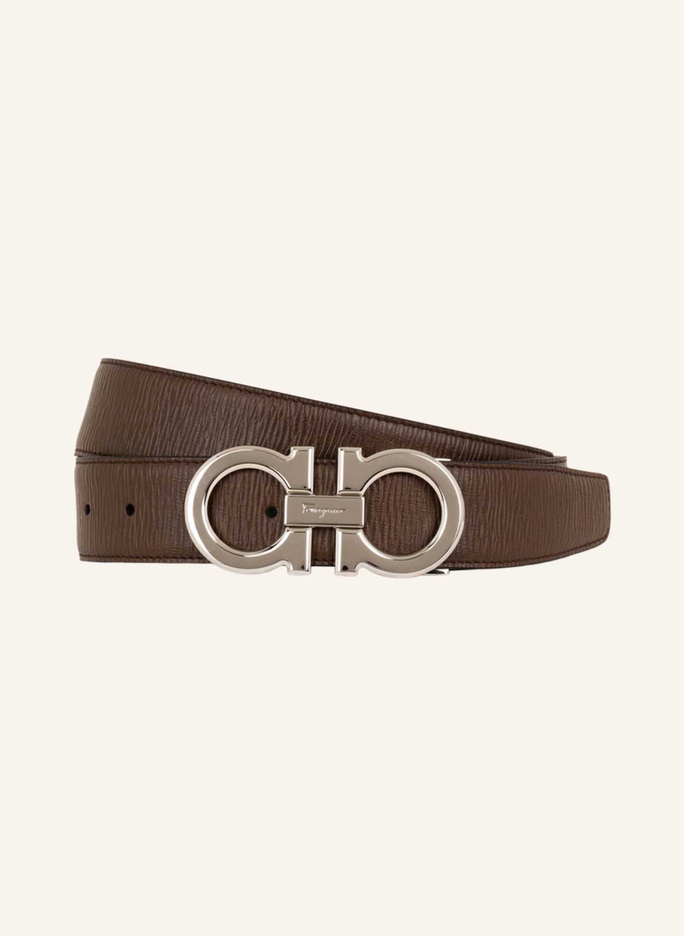FERRAGAMO Reversible leather belt, Color: BLACK/ DARK BROWN (Image 1)