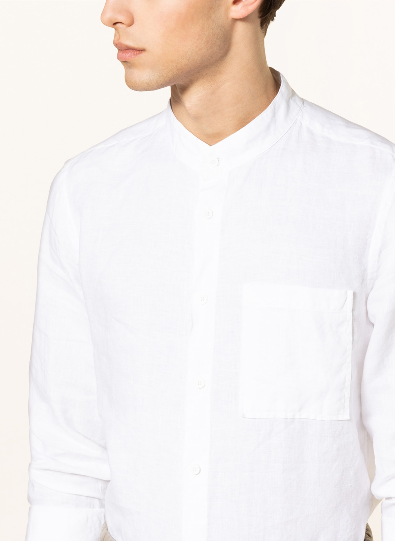 NN.07 Linen shirt EDDIE regular fit with stand-up collar, Color: WHITE (Image 4)