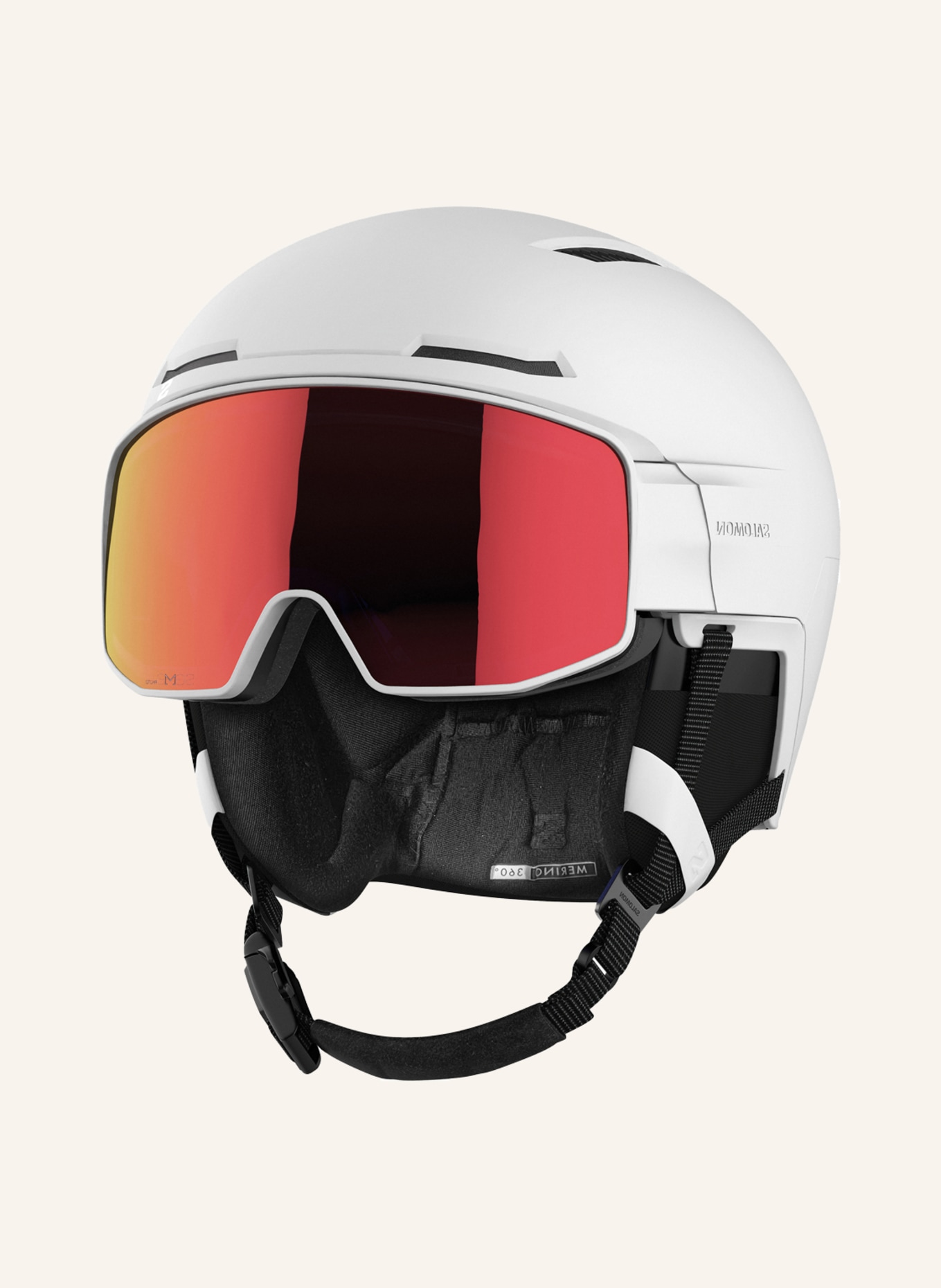 SALOMON Ski helmet DRIVER PRIME SIGMA PHOTO MIPS with visor, Color: WHITE (Image 1)