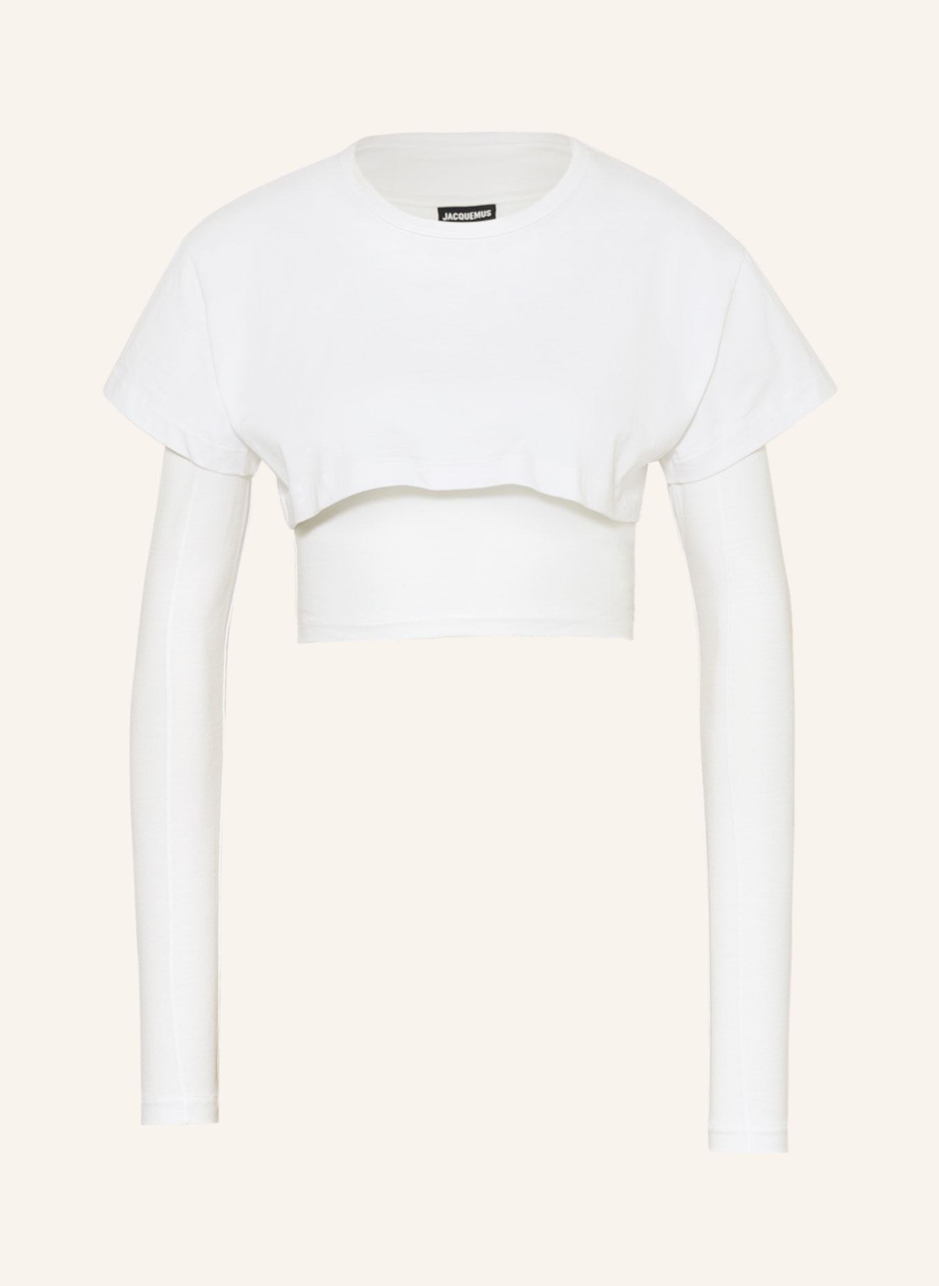 JACQUEMUS Cropped-Longsleeve LE DOUBLE T-SHIRT, Farbe: WEISS (Bild 1)