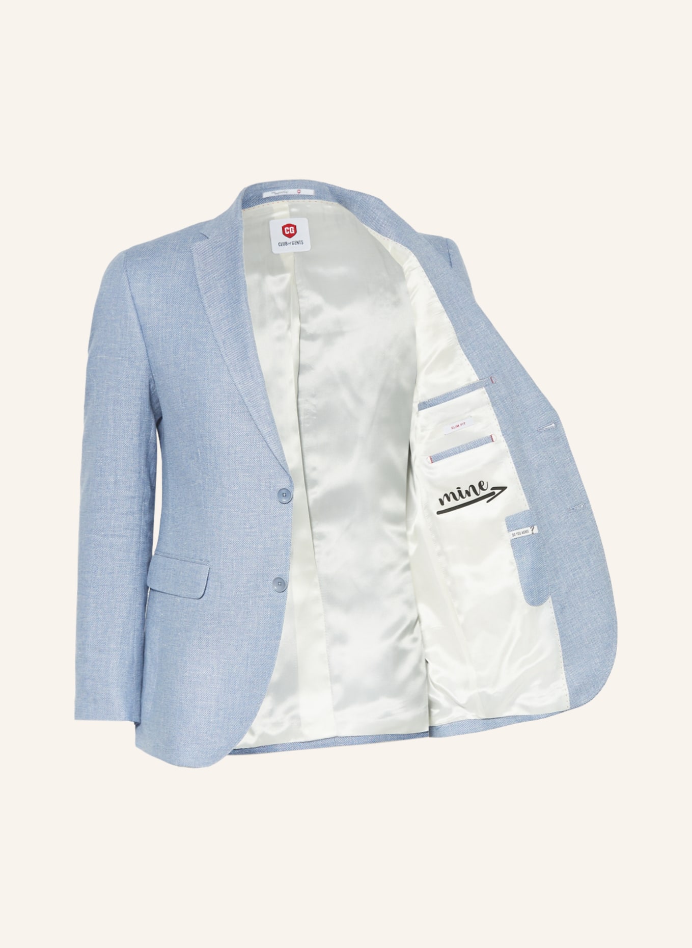 CG - CLUB of GENTS Suit jacket CG PAUL slim fit with linen, Color: 61 BLAU HELL (Image 5)