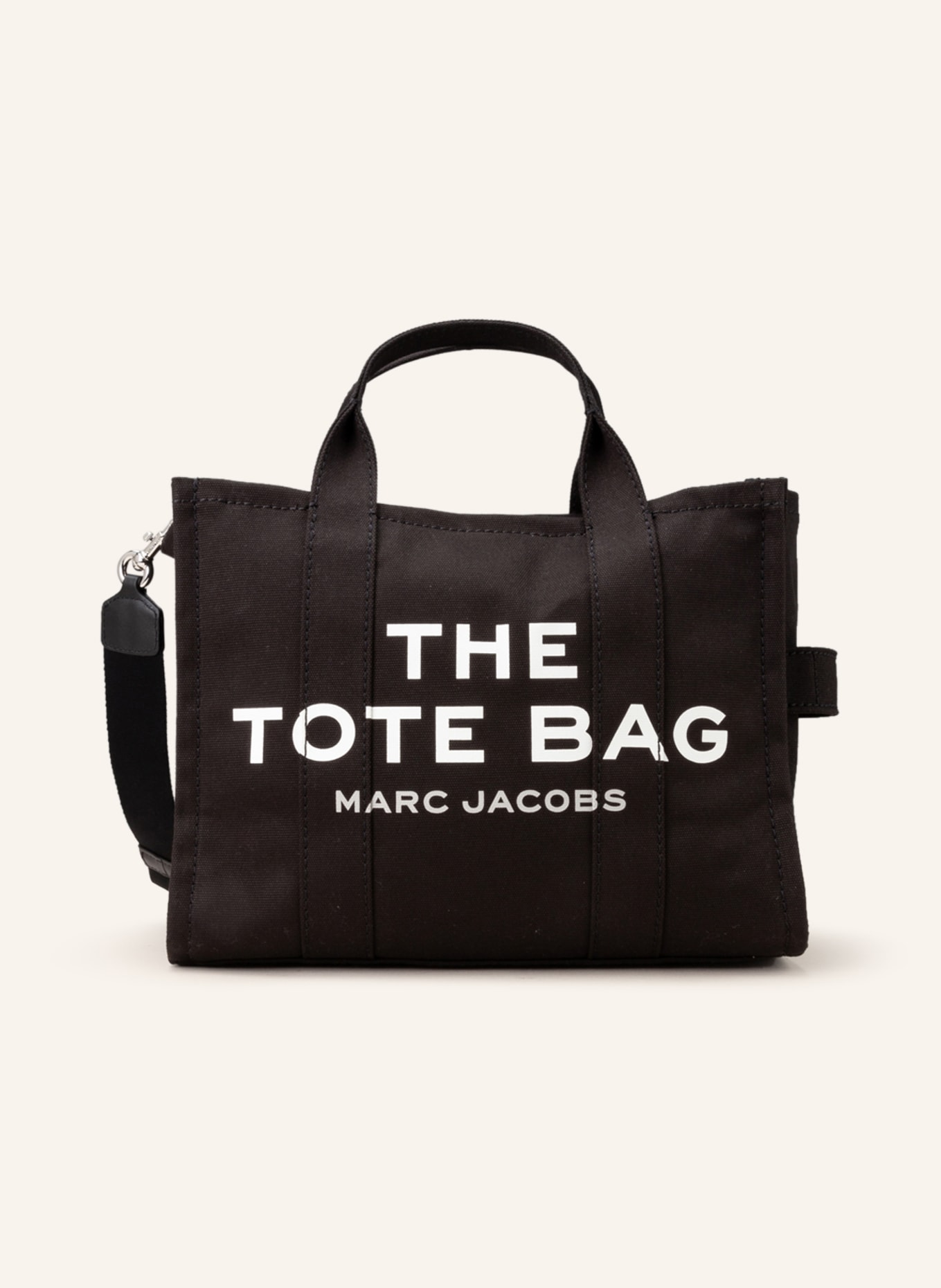 MARC JACOBS Shopper THE MEDIUM TOTE BAG CANVAS, Color: BLACK/ WHITE (Image 1)
