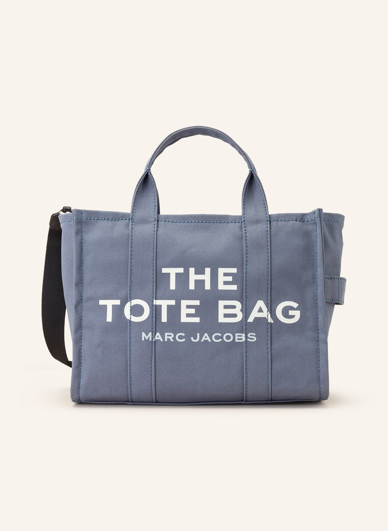 MARC JACOBS Shopper THE MEDIUM TOTE BAG CANVAS, Color: BLUE GRAY/ WHITE (Image 1)