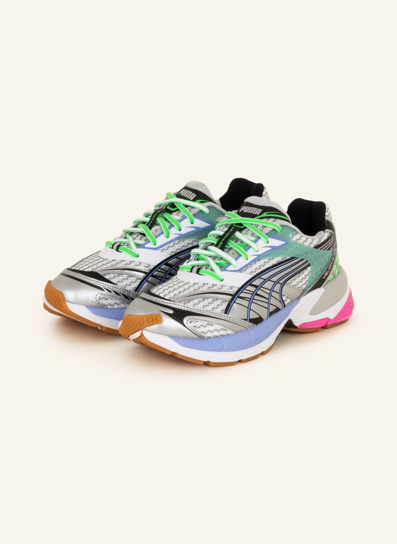 PUMA Sneakers VELOPHASIS PHASED, Color: LIGHT GRAY/ NEON GREEN/ LIGHT BLUE (Image 1)