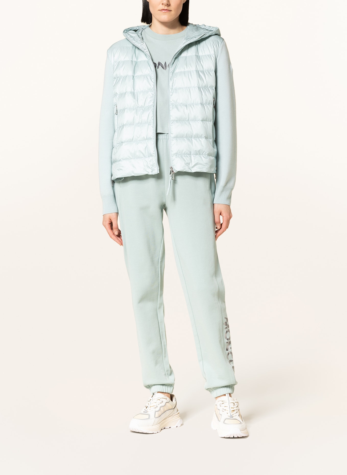 MONCLER Down jacket in mixed materials, Color: LIGHT BLUE (Image 2)