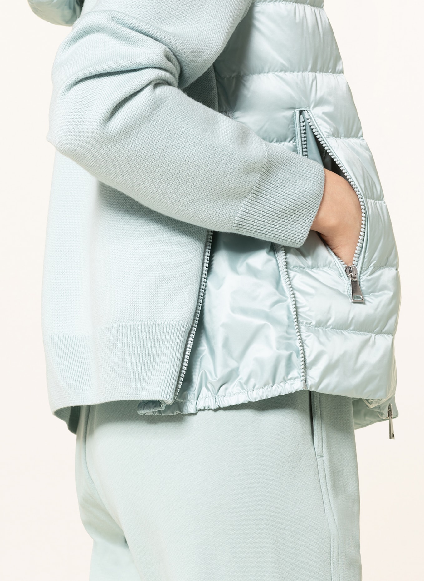 MONCLER Down jacket in mixed materials, Color: LIGHT BLUE (Image 5)
