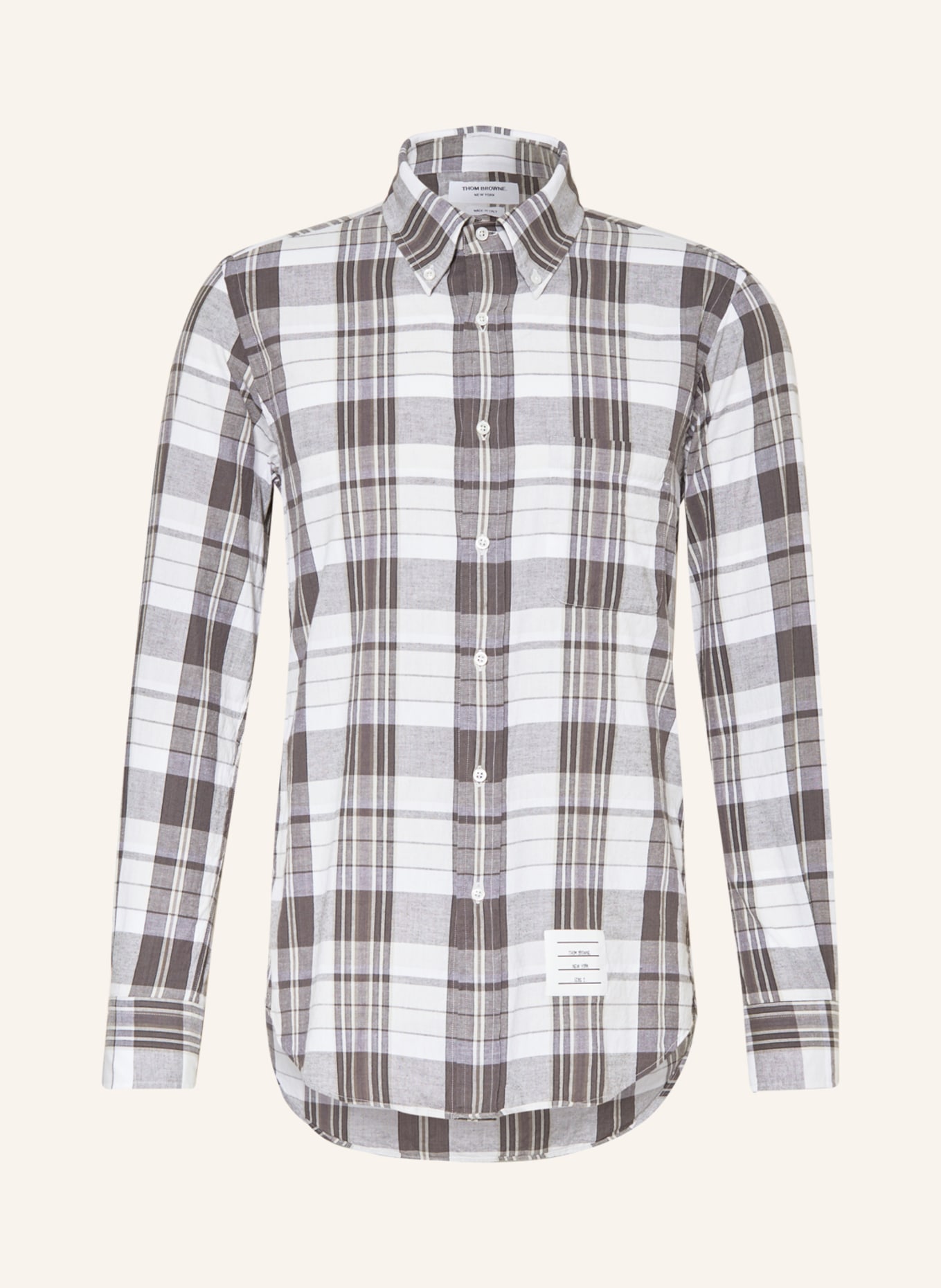 THOM BROWNE. Shirt straight fit, Color: WHITE/ GRAY/ DARK GRAY (Image 1)