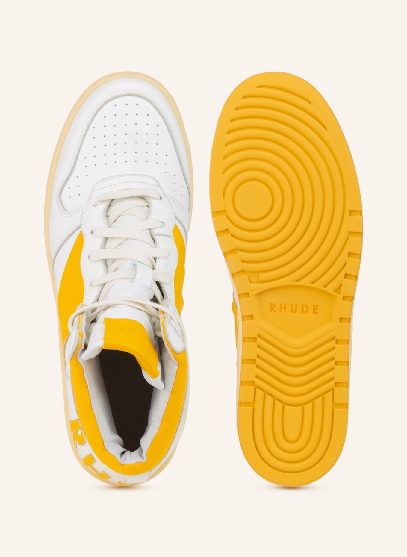 RHUDE High-top sneakers RHECESS, Color: WHITE/ DARK YELLOW (Image 5)