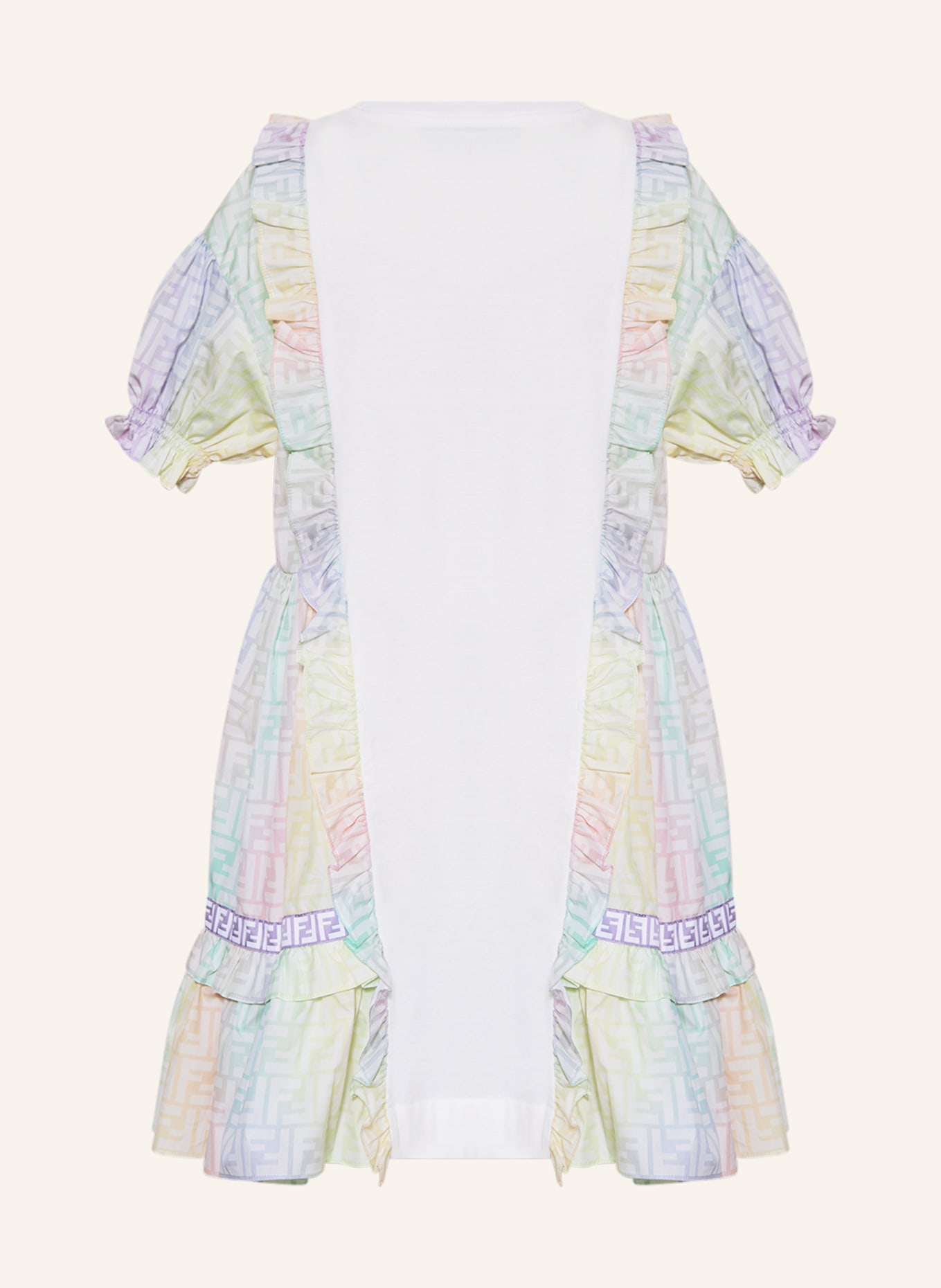 FENDI Kleid im Materialmix, Farbe: WEISS/ ROSA/ GELB (Bild 2)