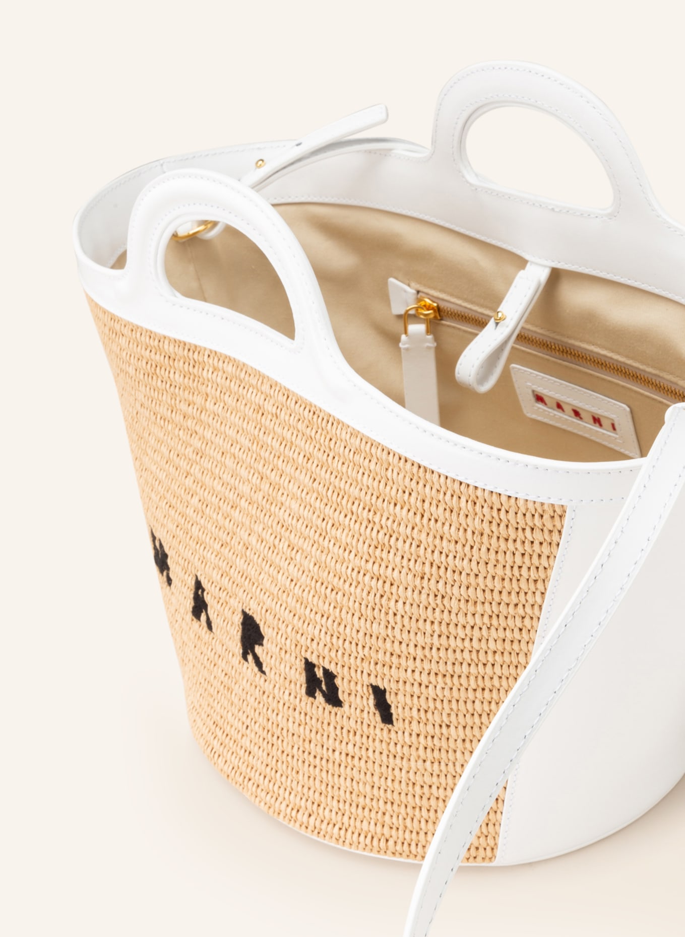 MARNI Handbag TROPICALIA SMALL in beige/ white
