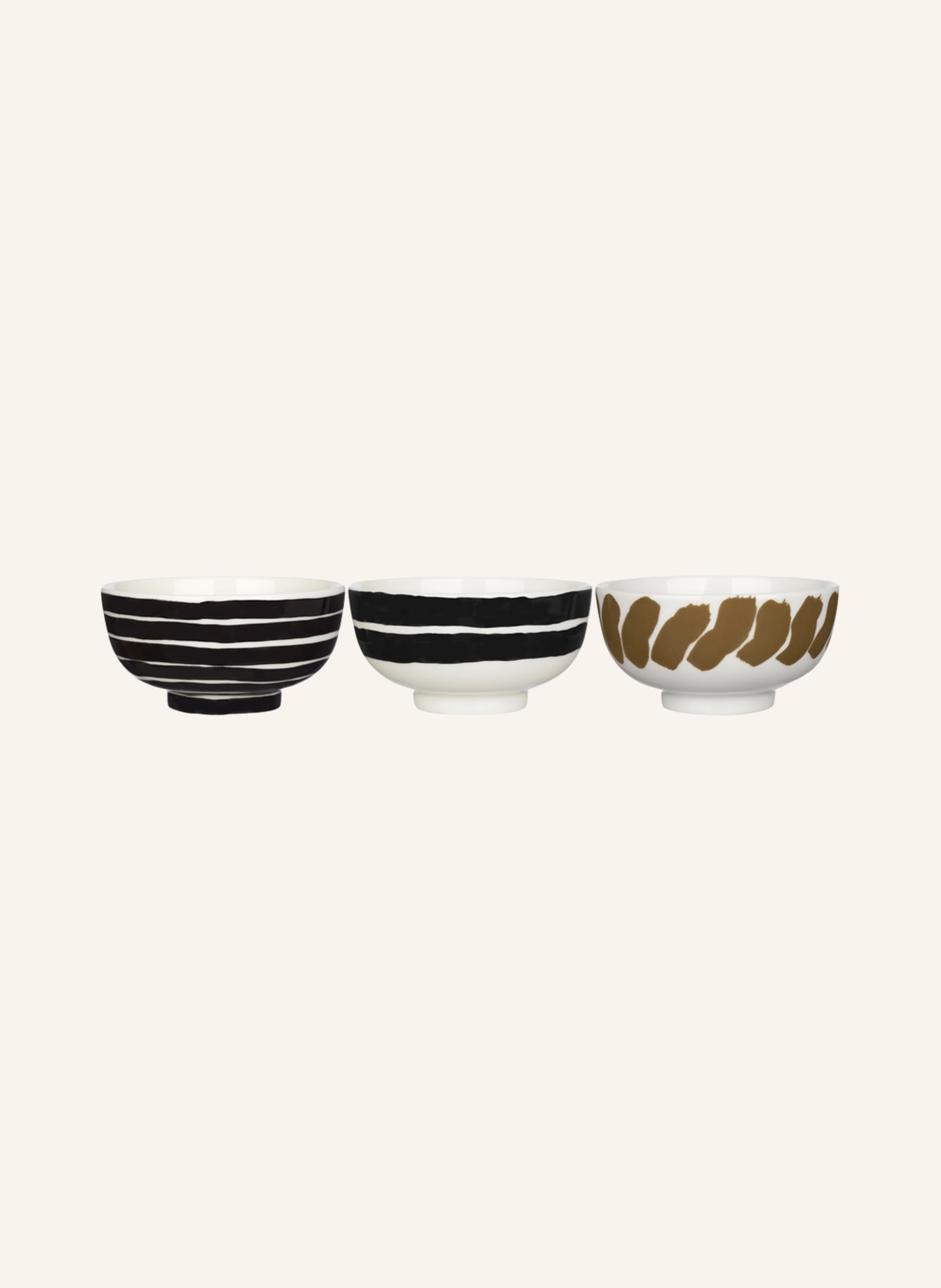 marimekko Set of 3 bowls OIVA/HYRÄILY, Color: WHITE/ BLACK/ KHAKI (Image 1)