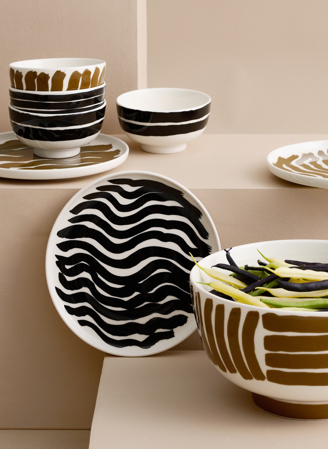 marimekko Set of 3 bowls OIVA/HYRÄILY, Color: WHITE/ BLACK/ KHAKI (Image 2)