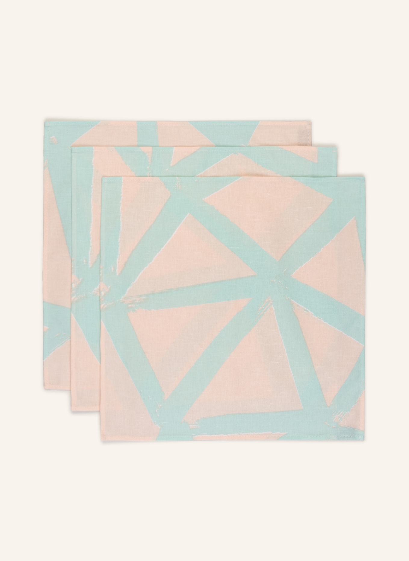 marimekko Set of 3 cloth napkins UKKOSPILVI, Color: LIGHT ORANGE/ MINT (Image 1)