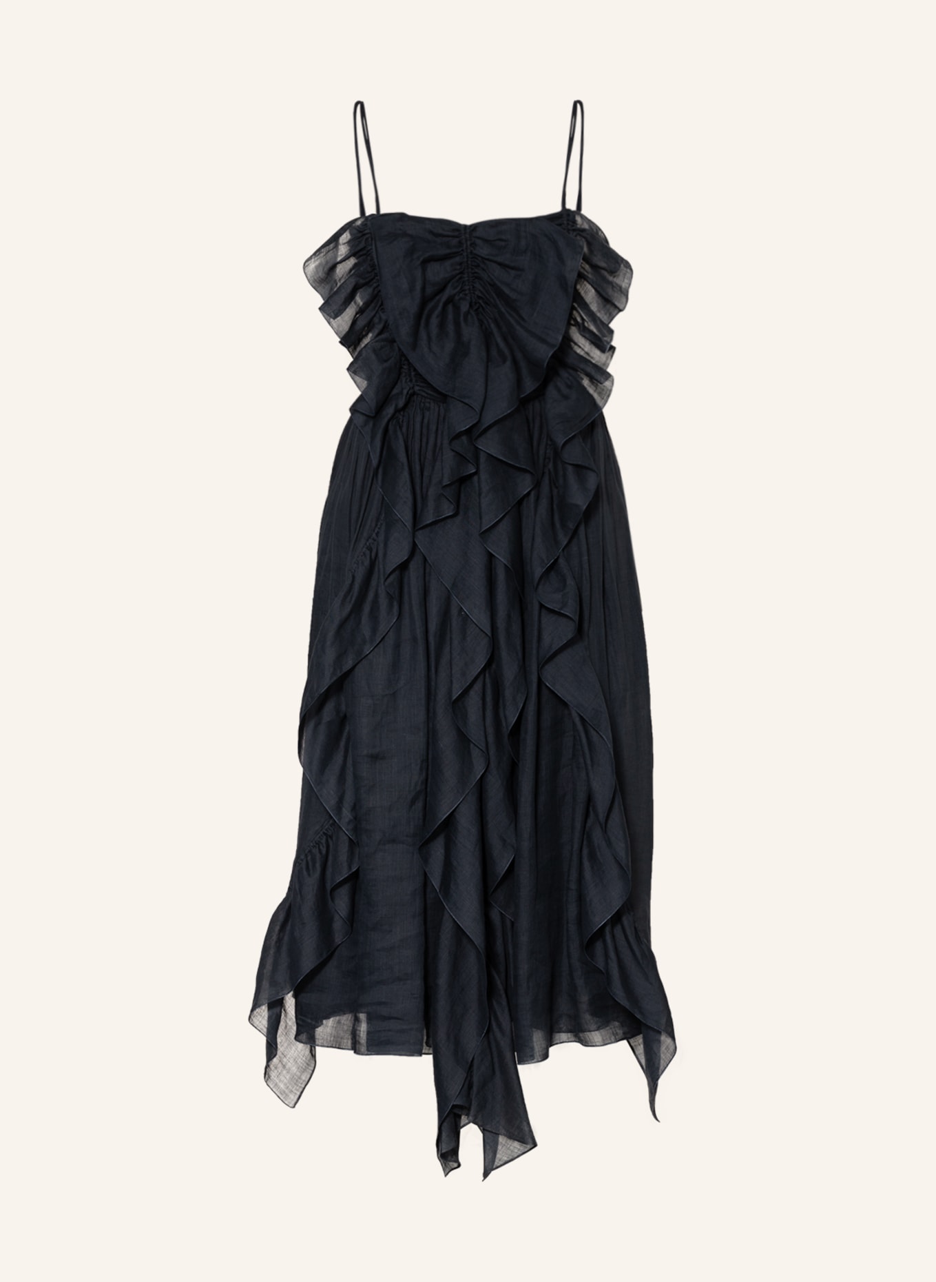 Chloé Kleid mit Volants, Farbe: DUNKELBLAU (Bild 1)