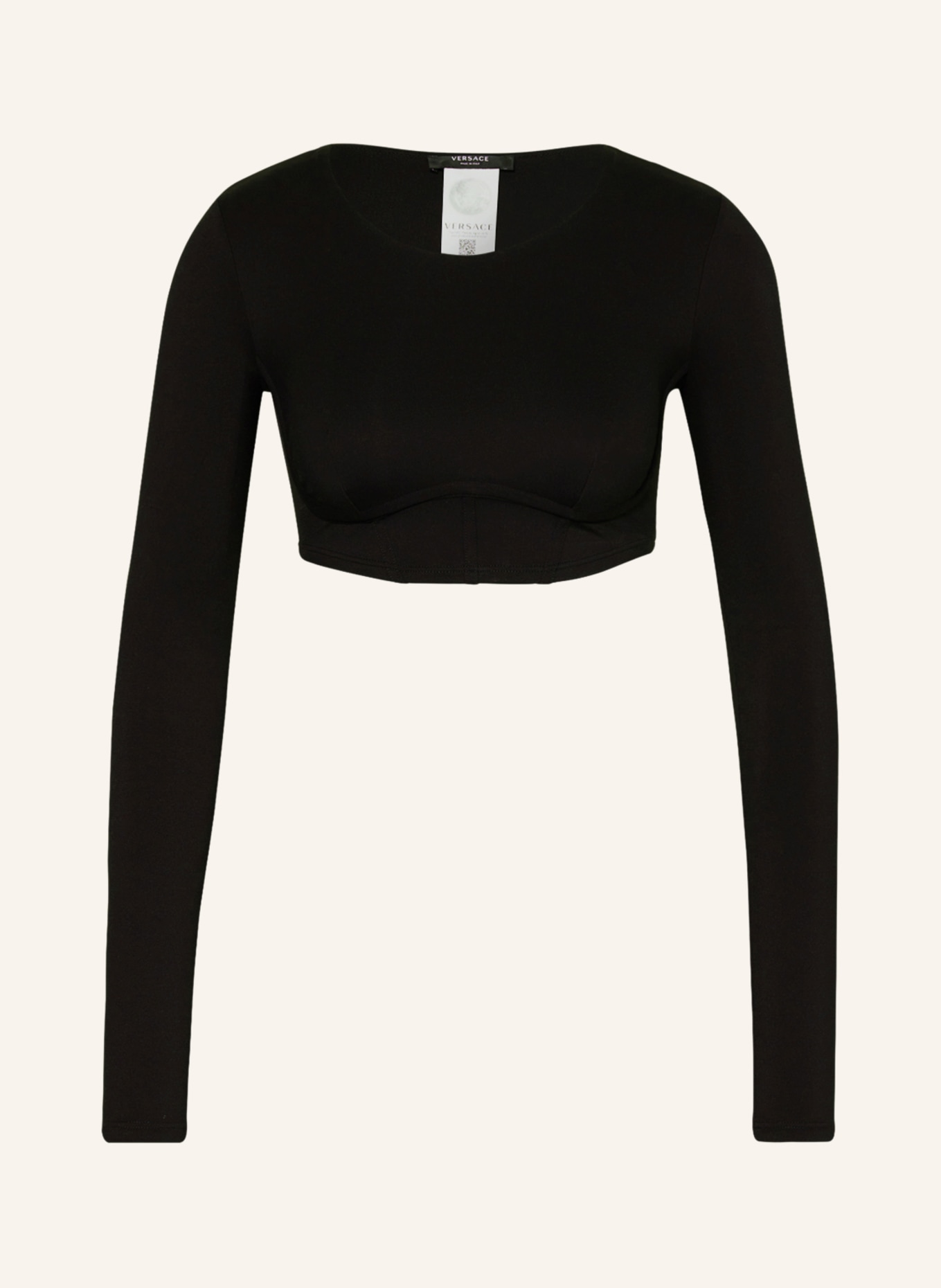 VERSACE Cropped long sleeve shirt SOLID, Color: BLACK (Image 1)