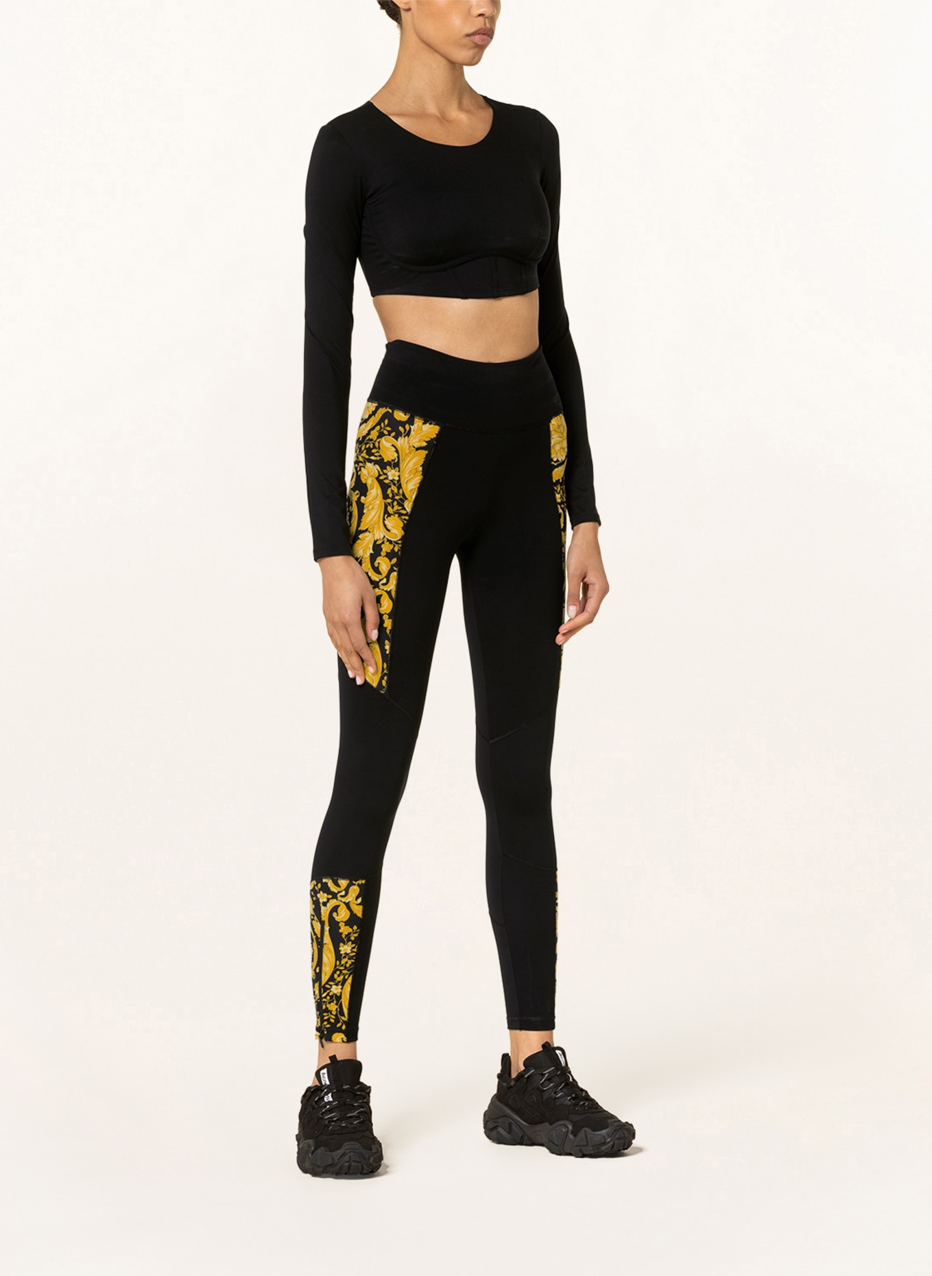 VERSACE Cropped long sleeve shirt SOLID, Color: BLACK (Image 2)